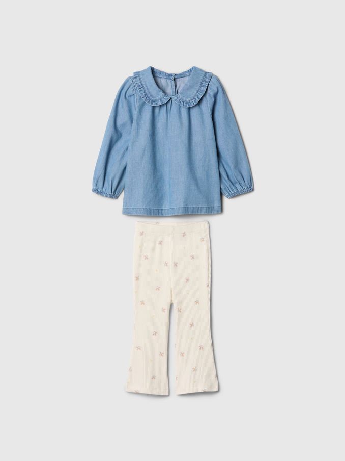 Blue Long Sleeve Ruffle Top and Leggings Set (Newborn-24mths) (AU3559) | £30