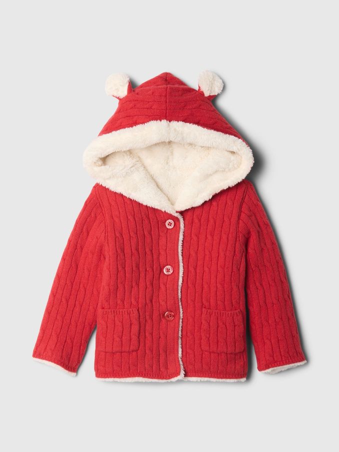 Red CashSoft Sherpa-Lined Cardigan (Newborn-24mths) (AU3562) | £24