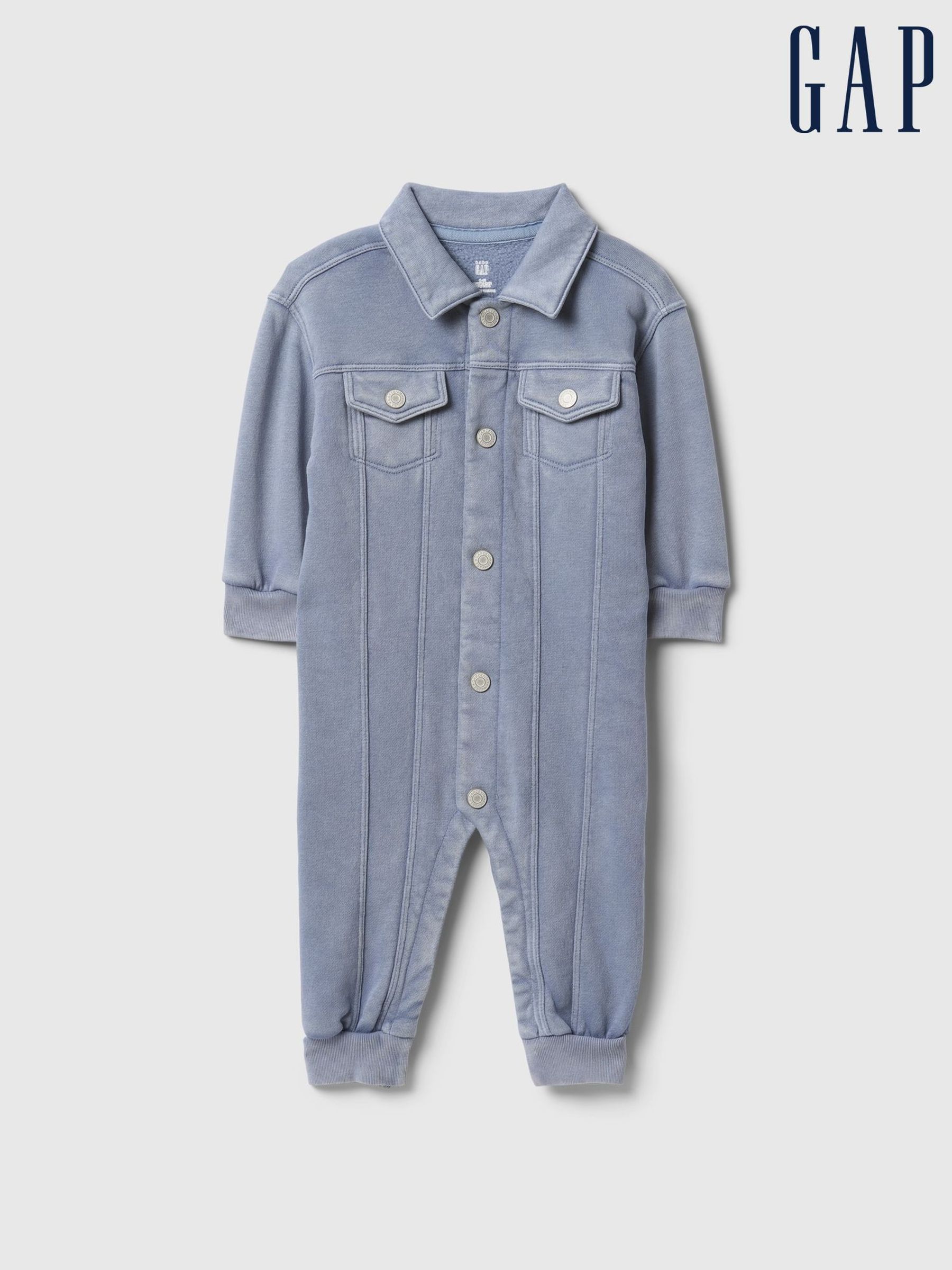 Blue Vintage Soft Button Up One-Piece (AU3564) | £45