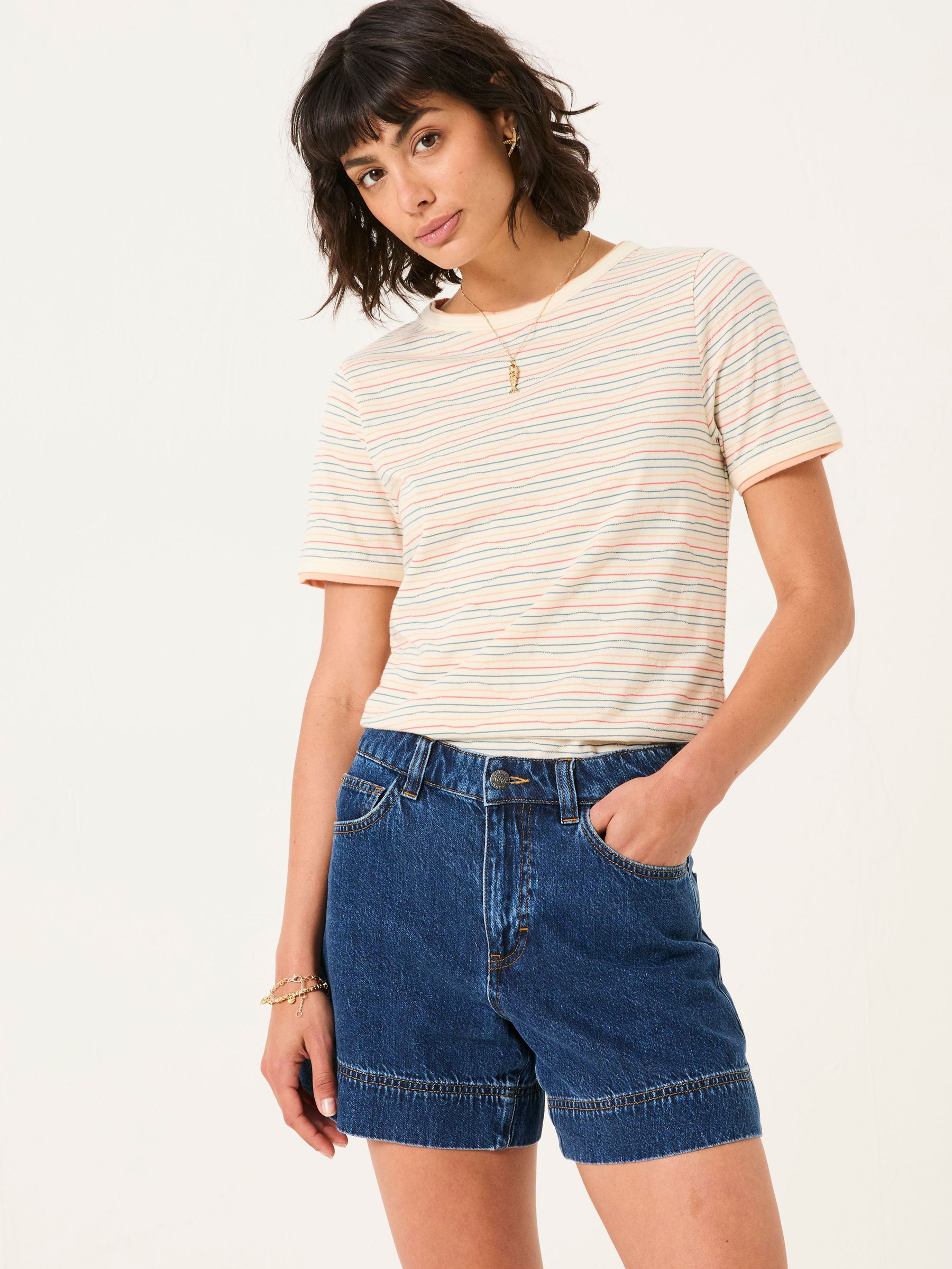 Maddie Multi Short Sleeve Stripe T Shirt (AU3902) | £29.50