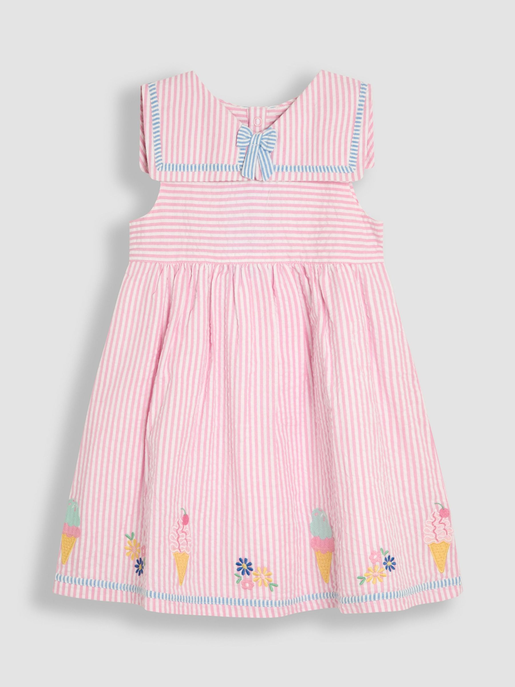 Pink Ice Cream Applique Seersucker Sailor Baby Dress (AU4141) | £28 - £29