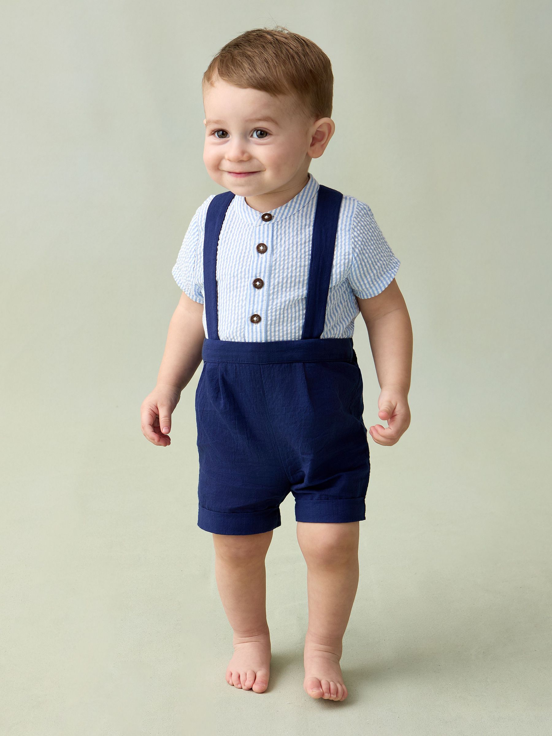 Blue 2-Piece Baby Grandad Shirt & Shorts Set (AU4146) | £30 - £32