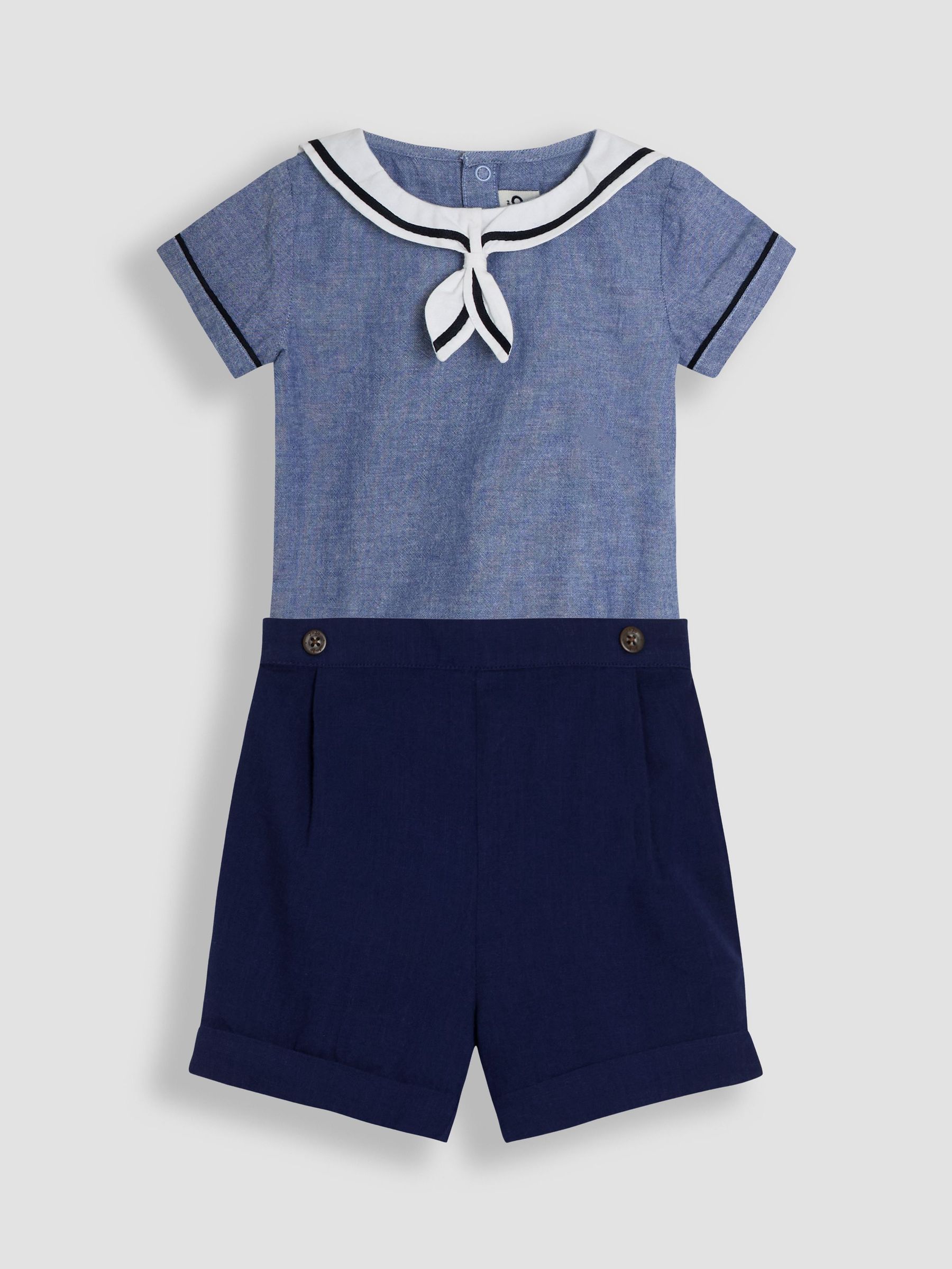Navy 100% Cotton Sailor Collar Body & Shorts Set 2 Piece (AU4147) | £30 - £32