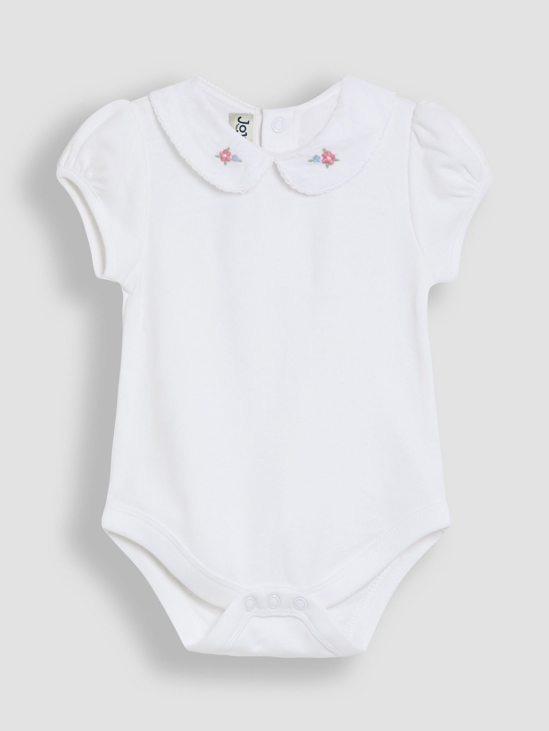 White Floral Print Embroidered Peter Pan Collar Body (AU4159) | £14 - £15