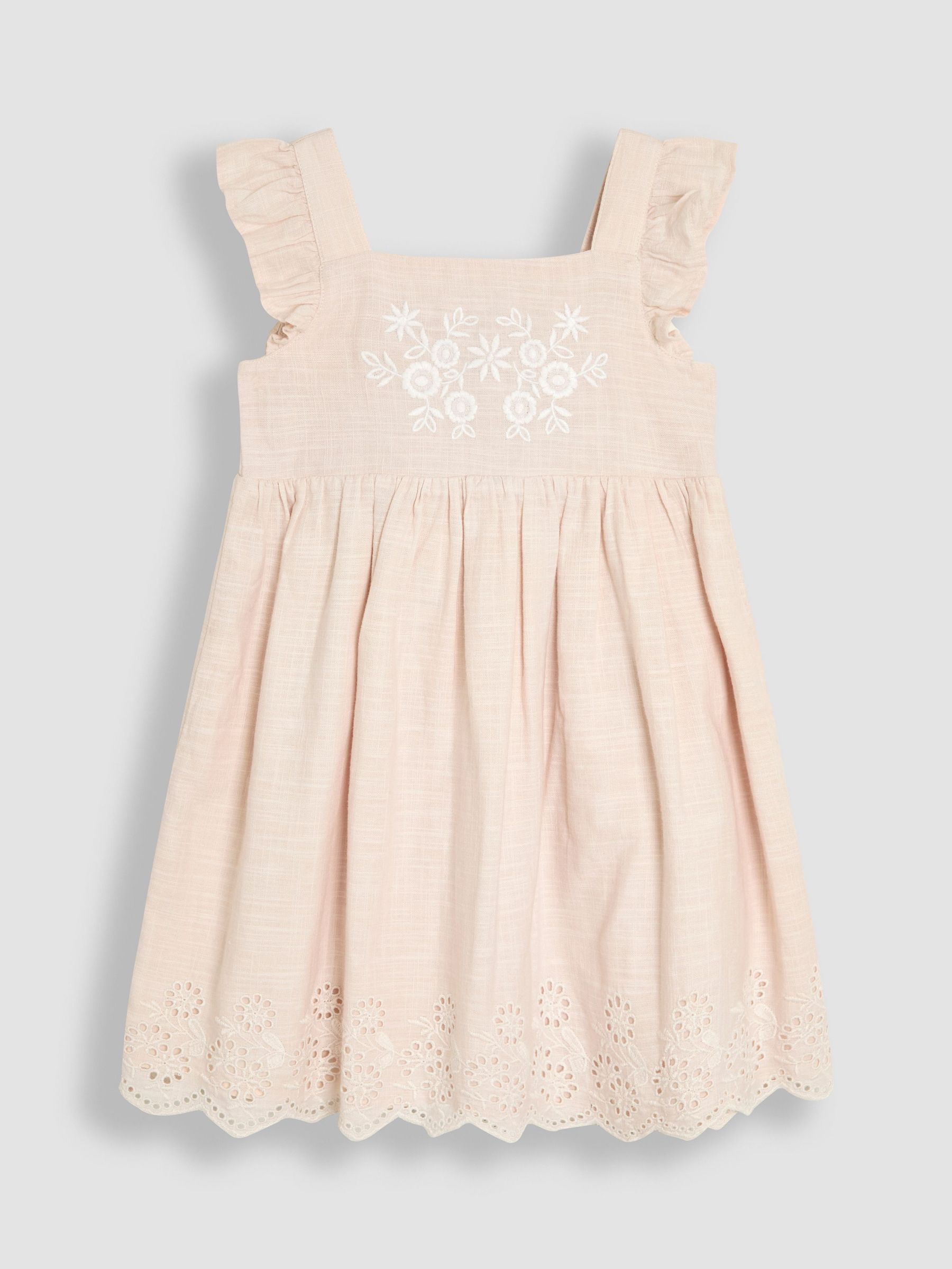 Natural Broderie Frill Shoulder Dress (AU4186) | £24 - £27