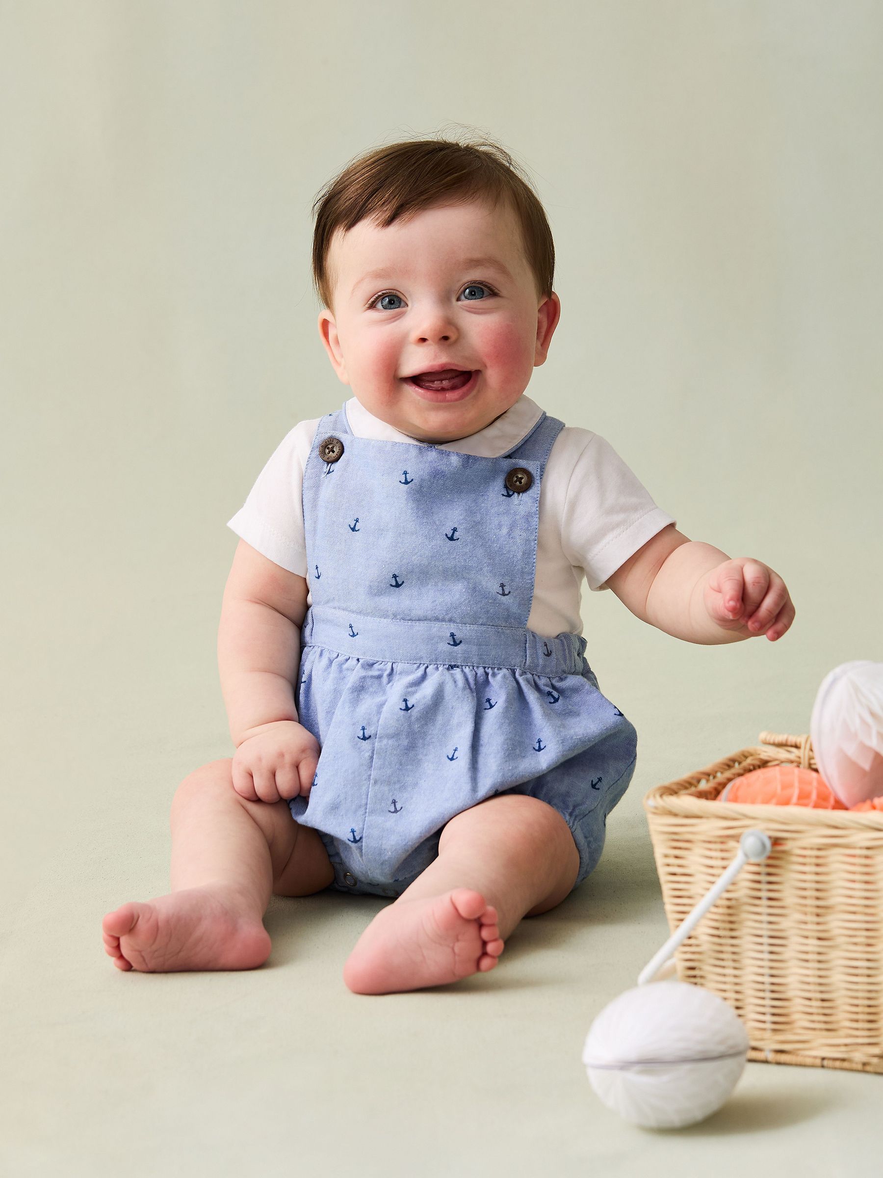 Navy 2-Piece Anchor Print Dungarees & Body Set (AU4194) | £30 - £32