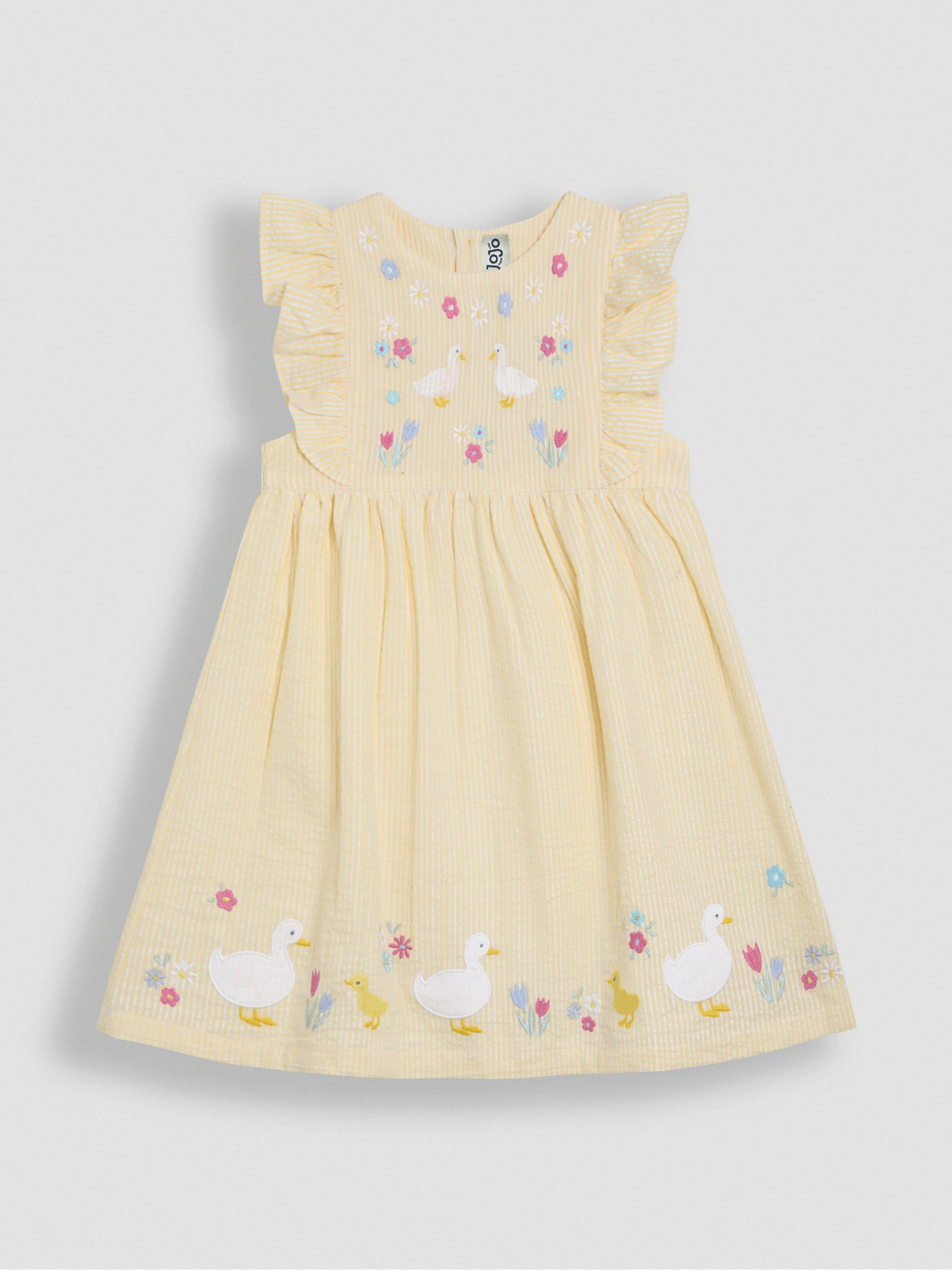 Yellow Duck Appliqué Seersucker Summer Dress (AU4206) | £26 - £29