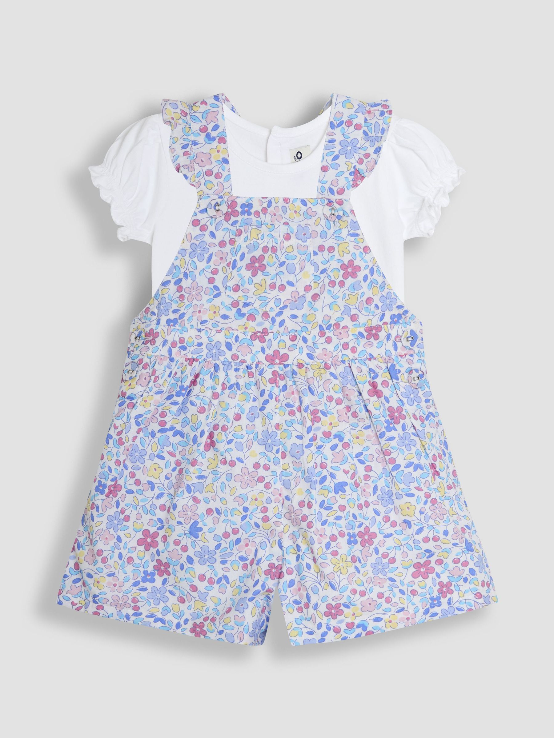 Blue Cherry Ditsy 100% Cotton Culottes & T-Shirt Set 2 Piece (AU4208) | £30 - £36