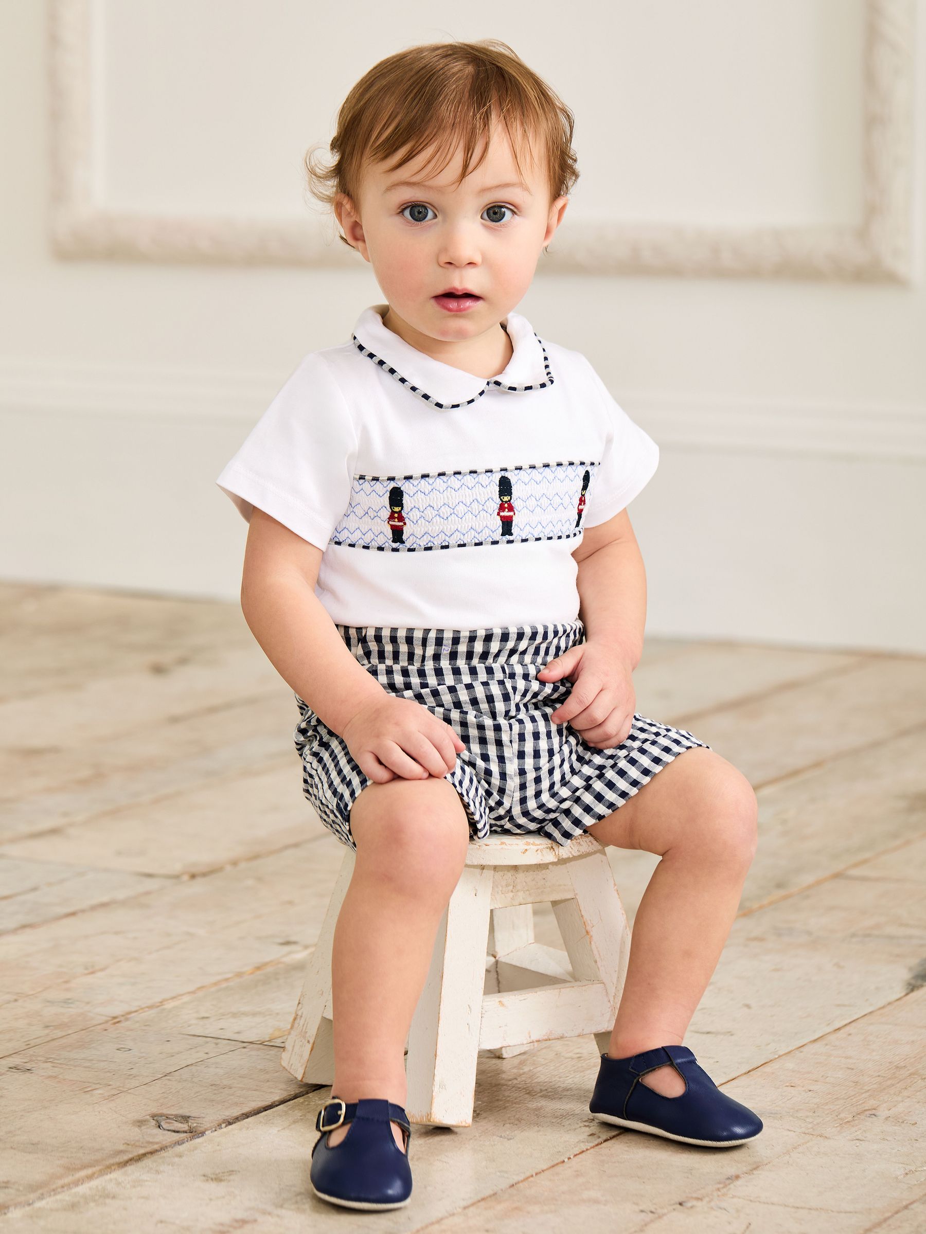 Navy 2-Piece Smocked Embroidered Body & Shorts Set (AU4213) | £30 - £32