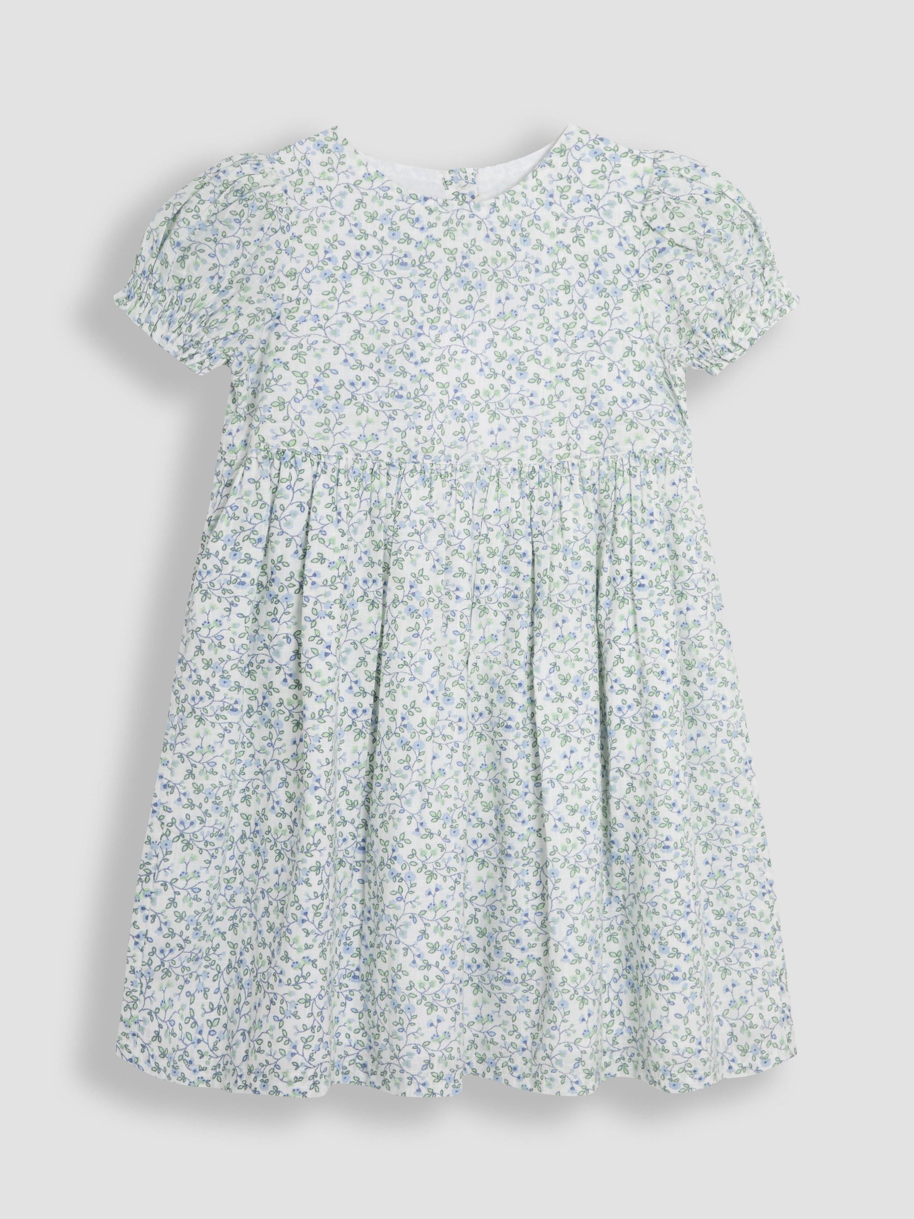 Blue Ditsy Floral Print Puff Sleeve Dress (AU4219) | £24 - £27