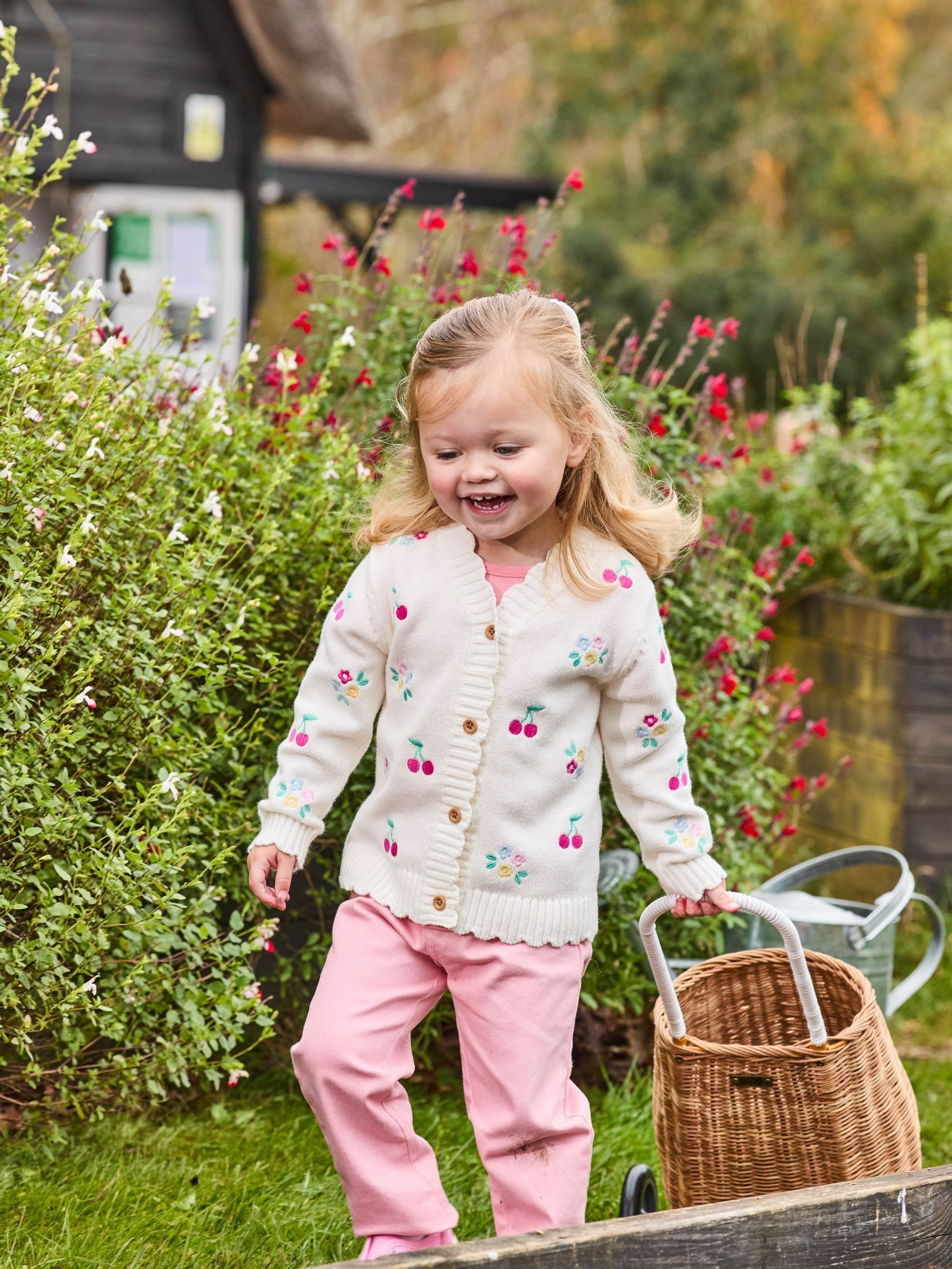 Cream Floral Cherry Embroidered V-Neck Cardigan (AU4220) | £27 - £30