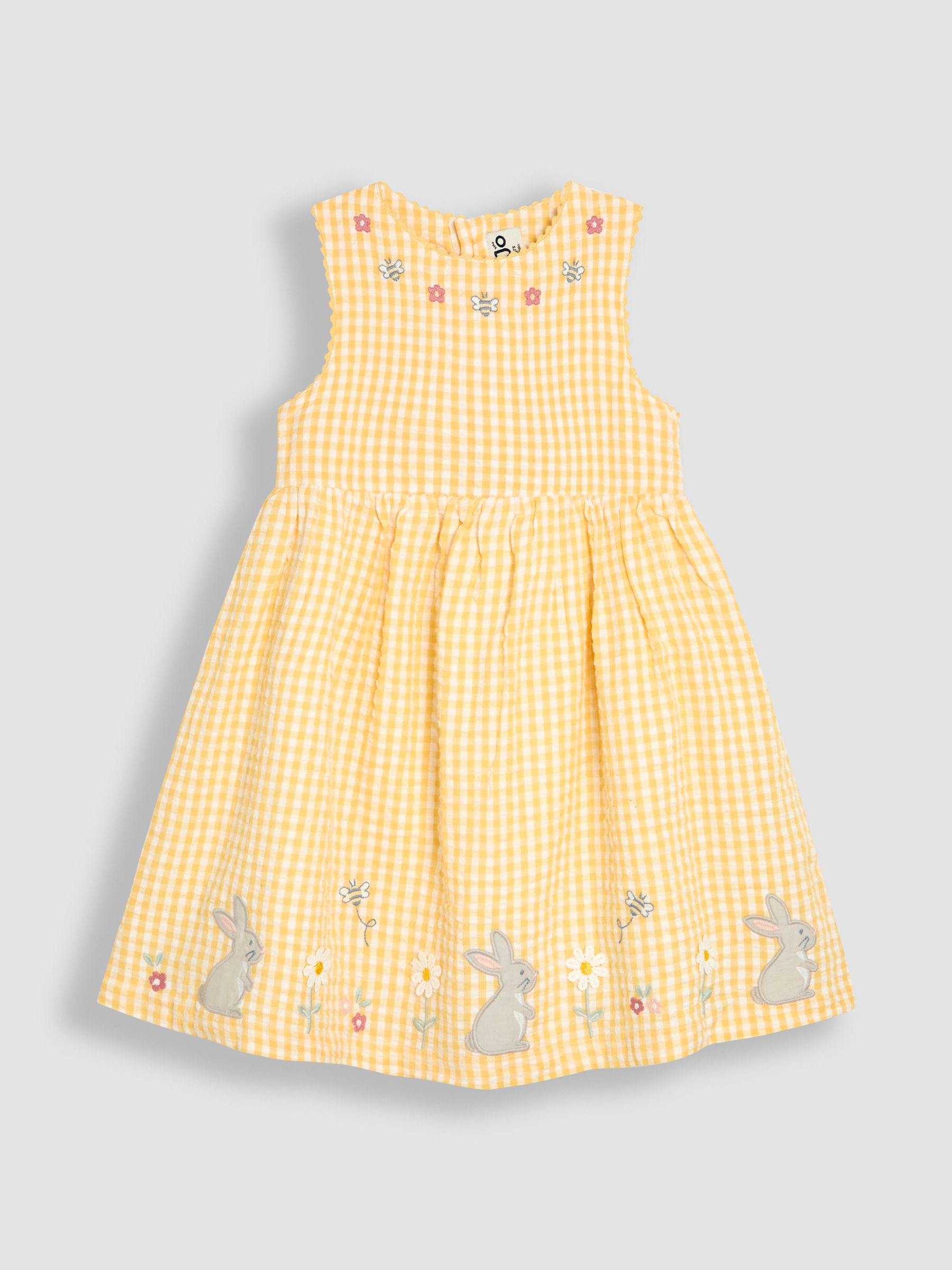 Yellow Bunny Appliqué Gingham Summer Dress (AU4232) | £25 - £29