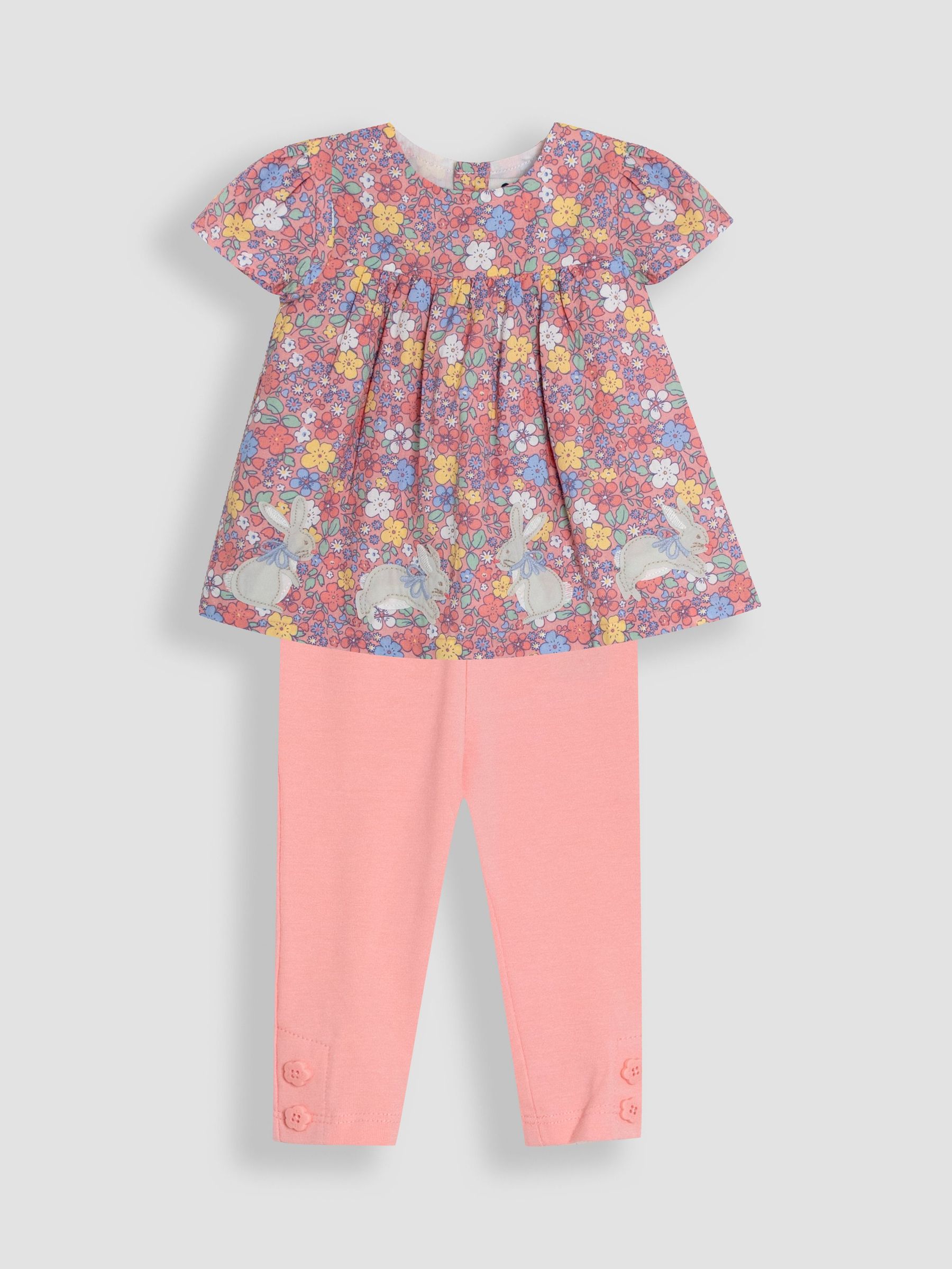 Pink Floral 2-Piece Bunny Appliqué Blouse & Leggings Set (AU4238) | £29 - £30