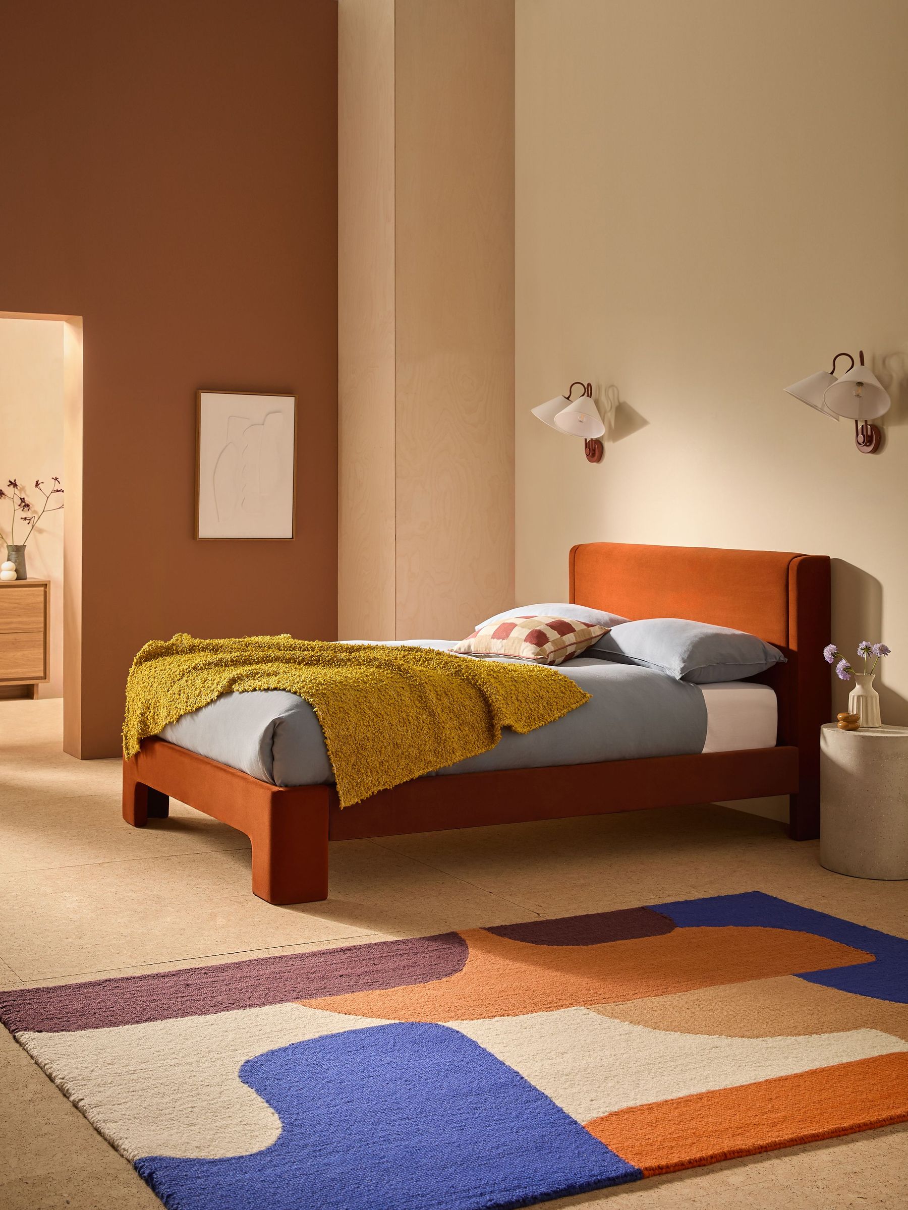 Leonora Bed Bed in Velvet Cinnamon Orange (AU4297) | £599 - £725