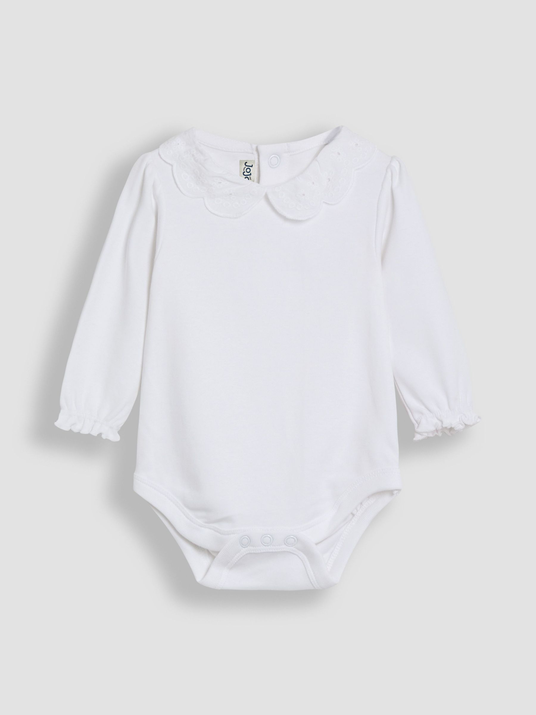 White Broderie Collar Long Sleeve Body (AU4583) | £14 - £15