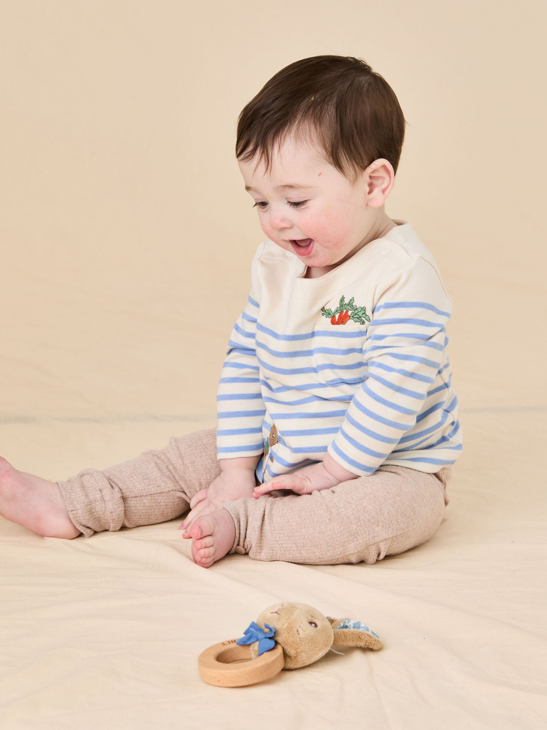 Ecru 2-Piece Peter Rabbit™ Top & Rib Legging Set (AU4592) | £30 - £32