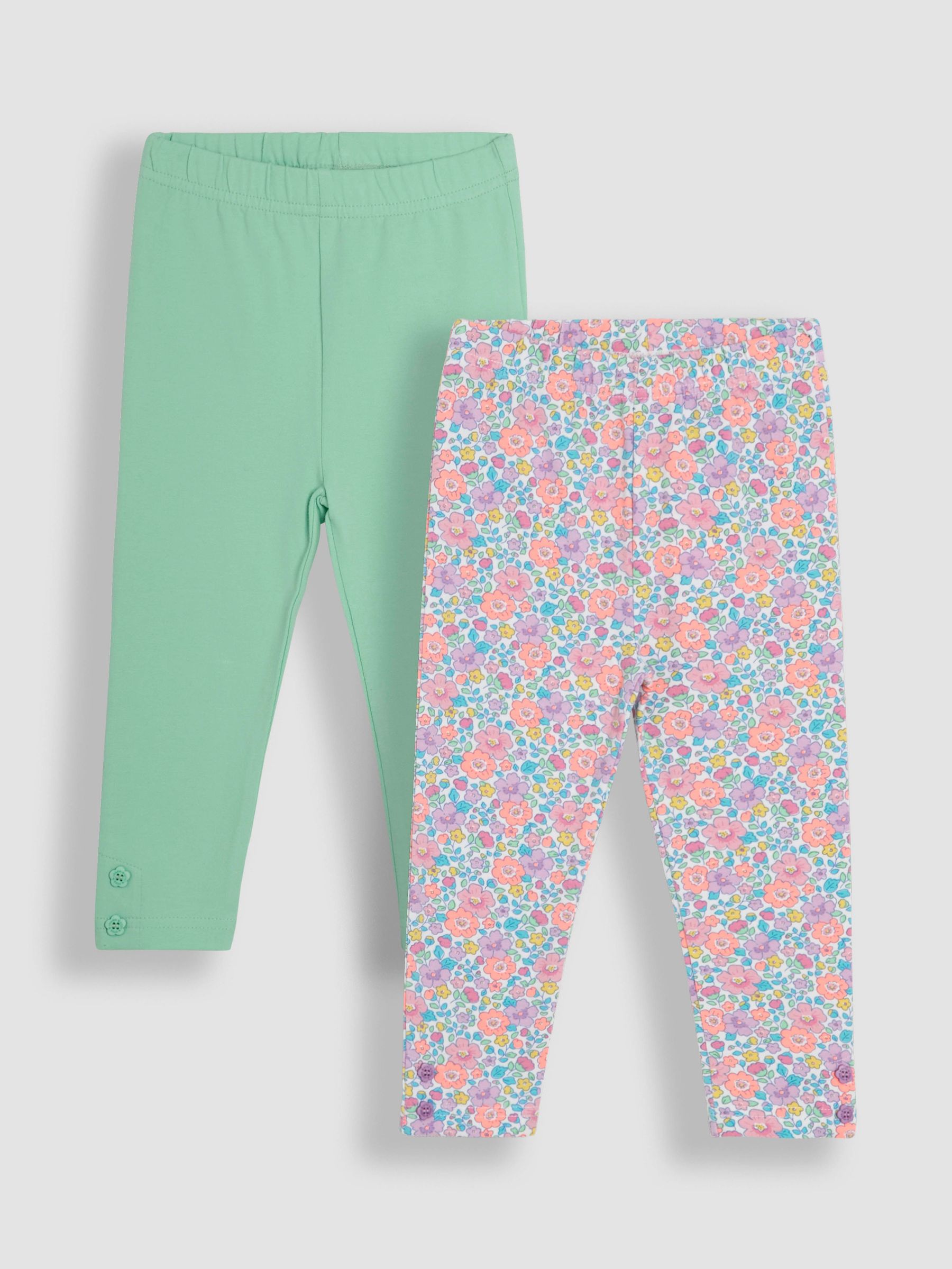Mint Green Floral Leggings 2 Pack (AU4594) | £21 - £24