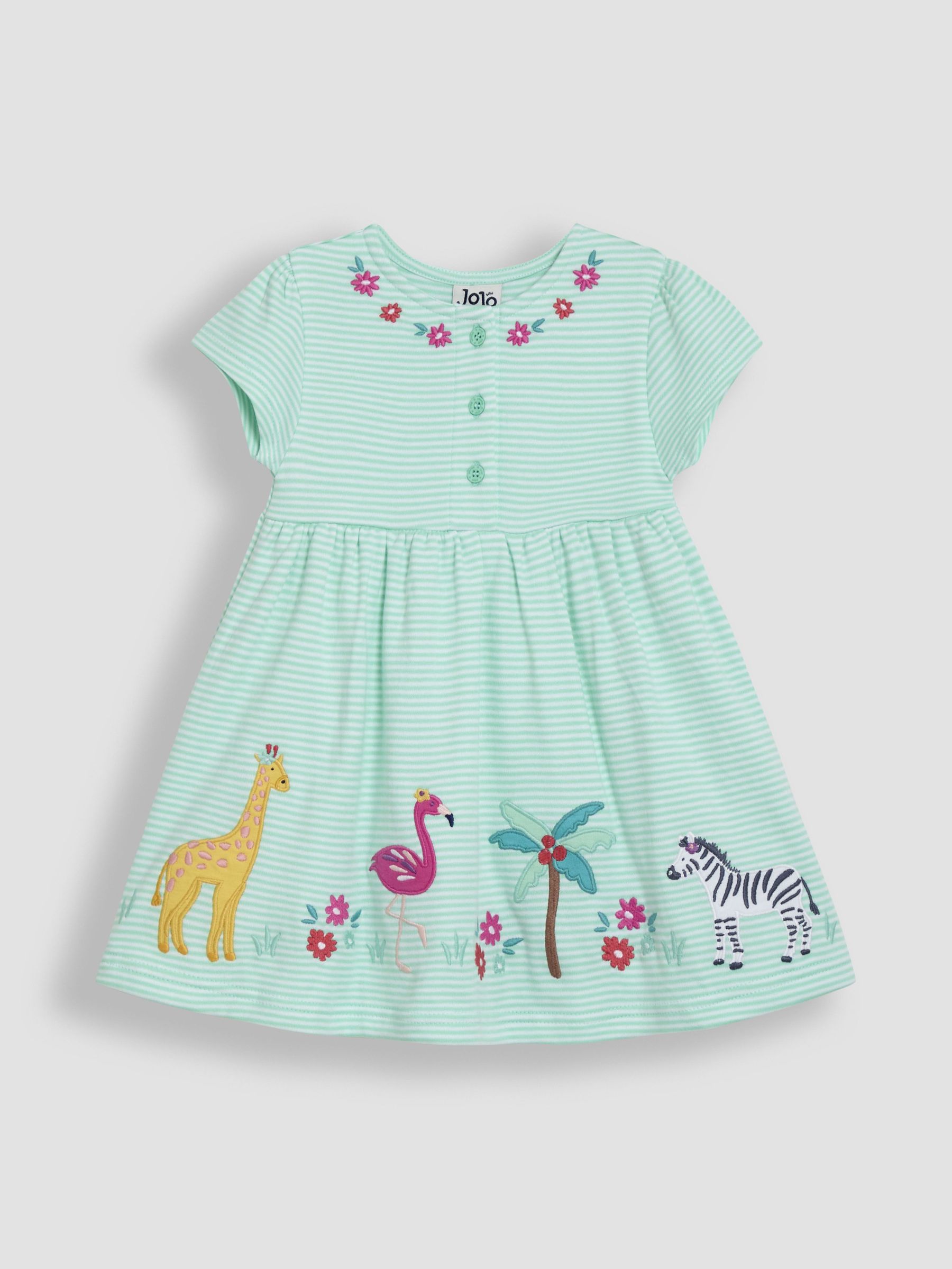 Mint Green Safari Animals Appliqué Button Front Dress (AU4595) | £22 - £25