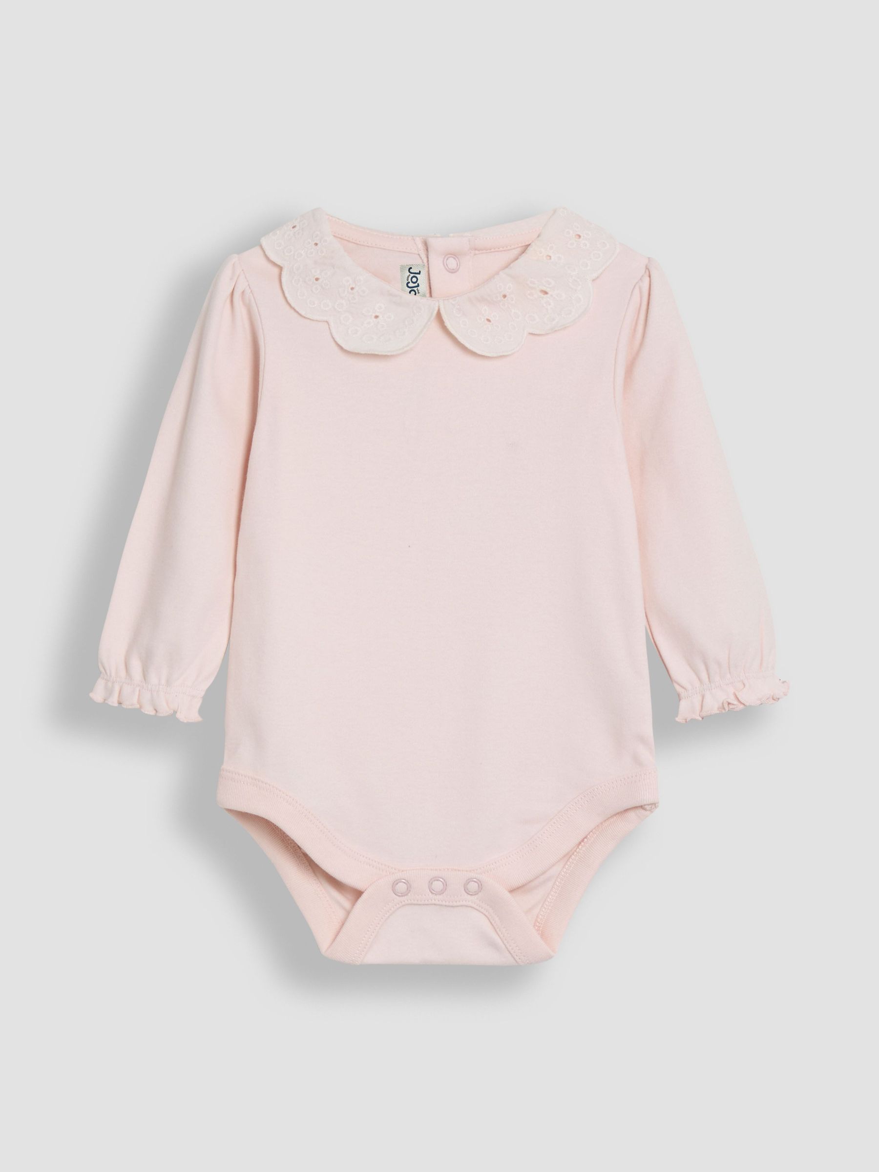 Pink Broderie Collar Long Sleeve Body (AU4605) | £14 - £15