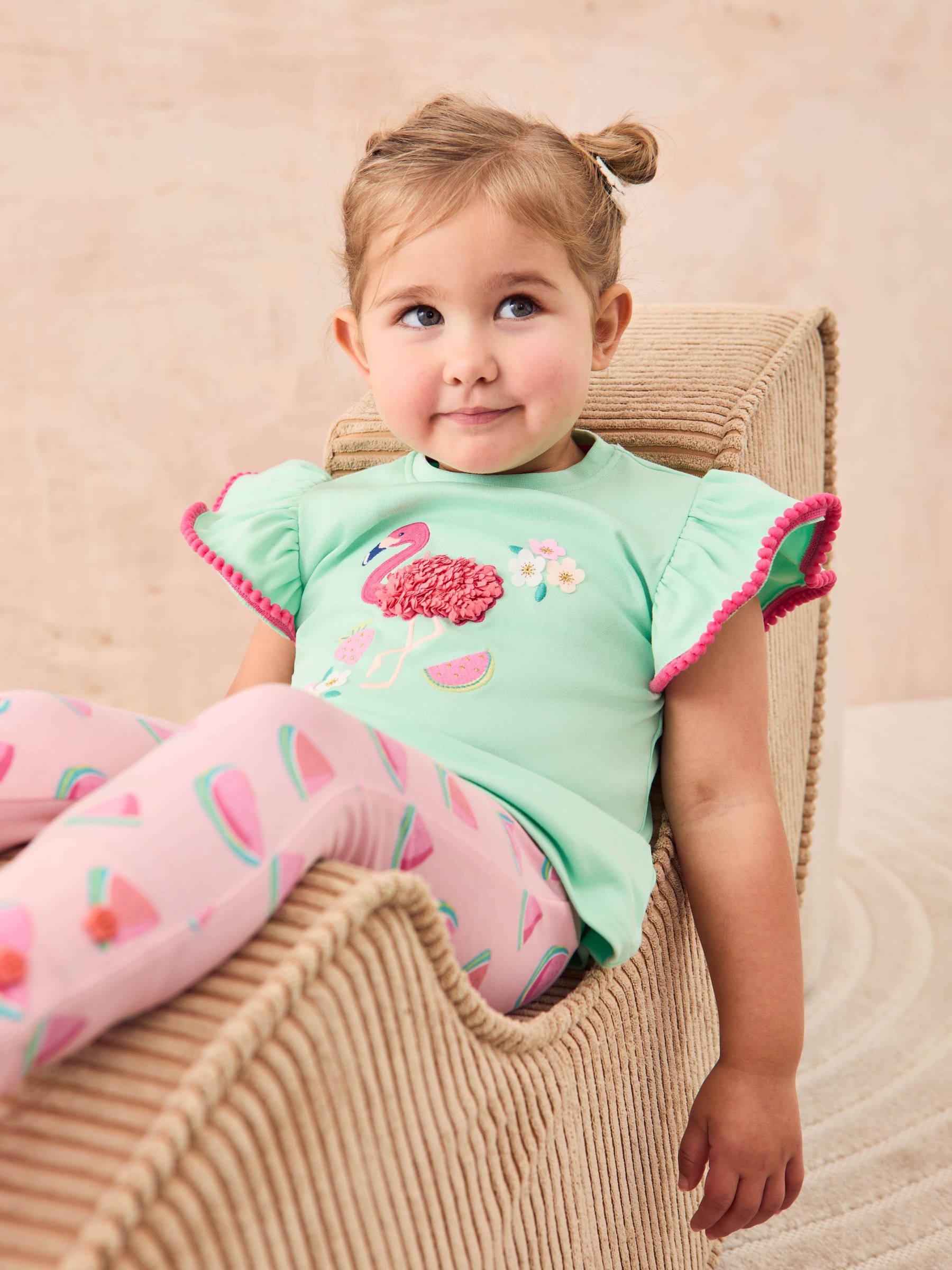 Mint Green Flamingo Appliqué T-Shirt & Leggings Set 2 Piece (AU4615) | £27 - £30