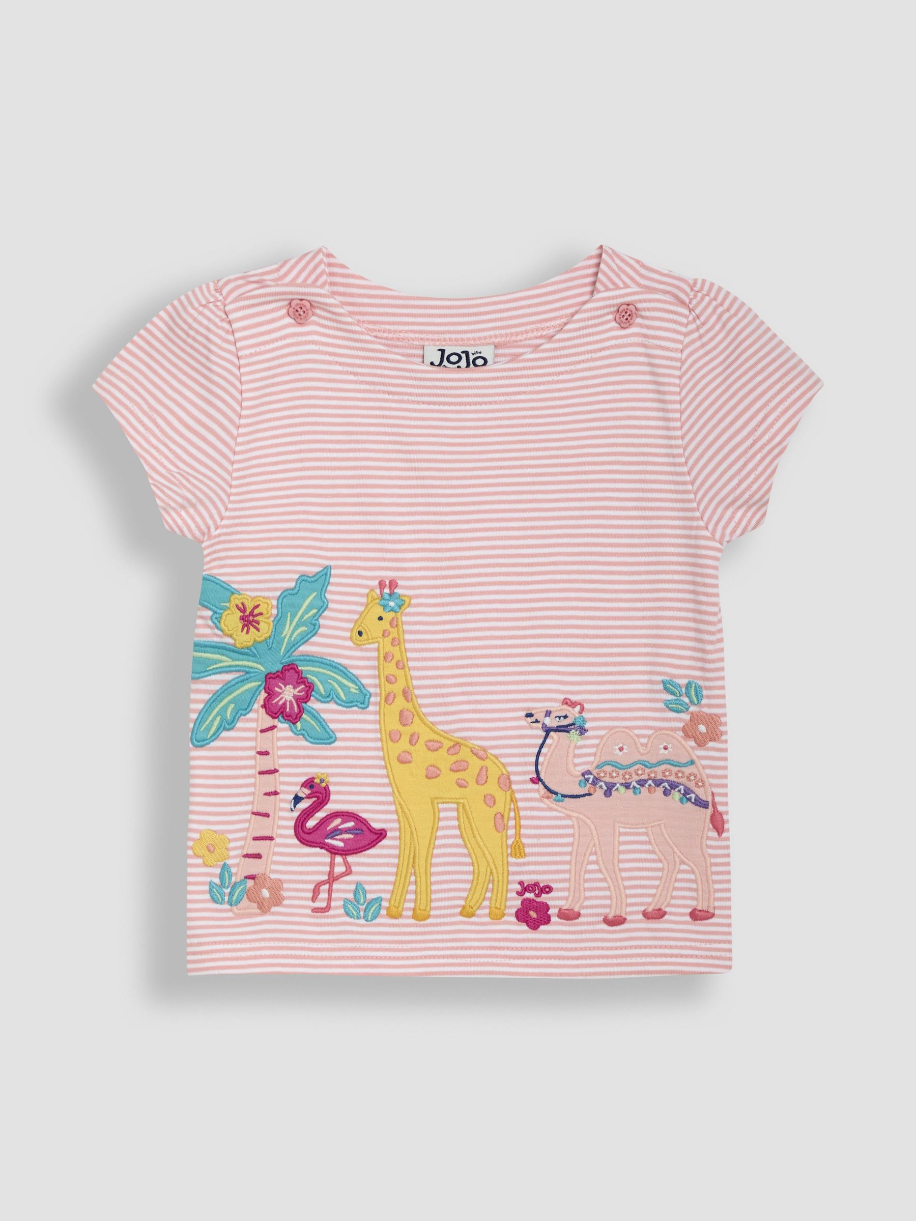 Coral Pink Safari Animal Print Appliqué 100% Cotton T-Shirt (AU4622) | £16 - £19