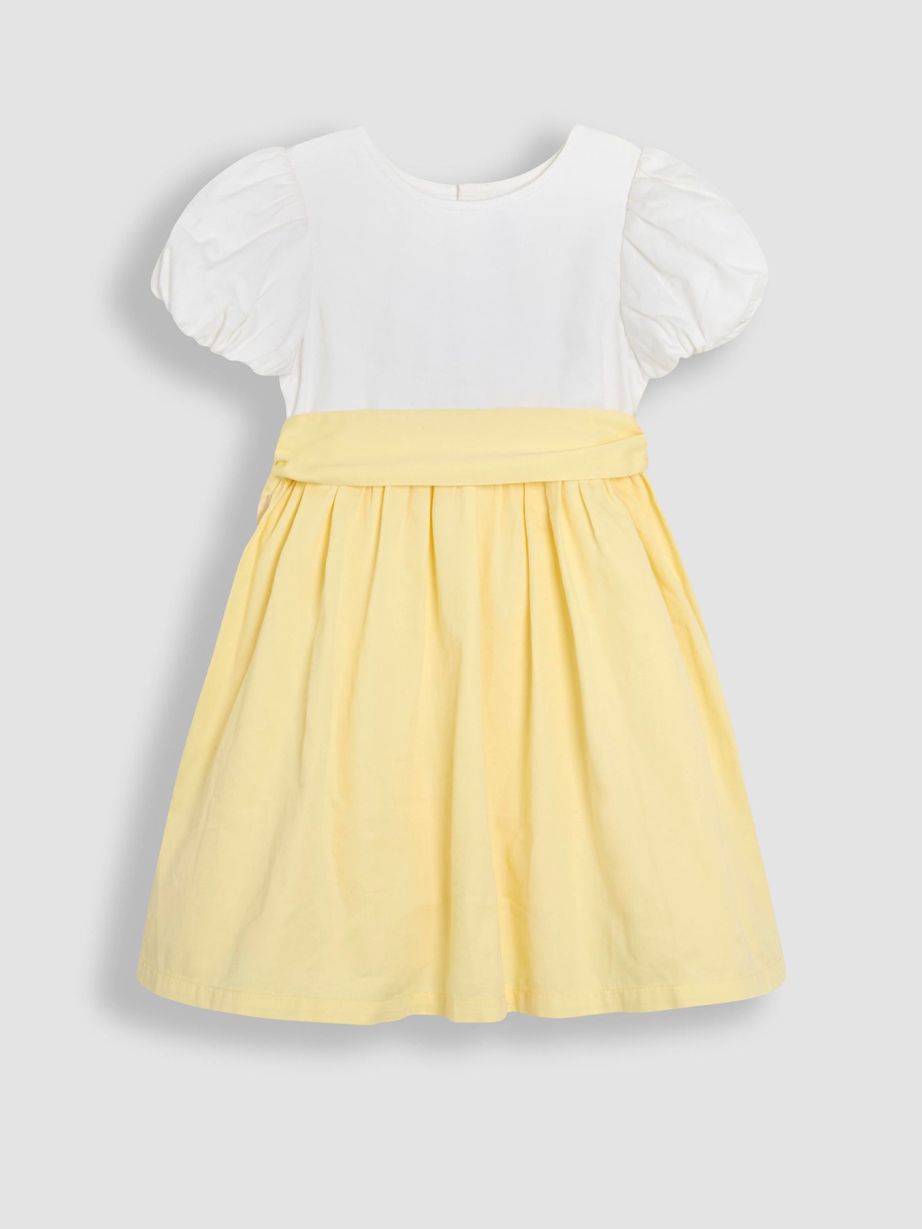 Yellow Smocked Satin Party Dress (AU4641) | £38 - £44