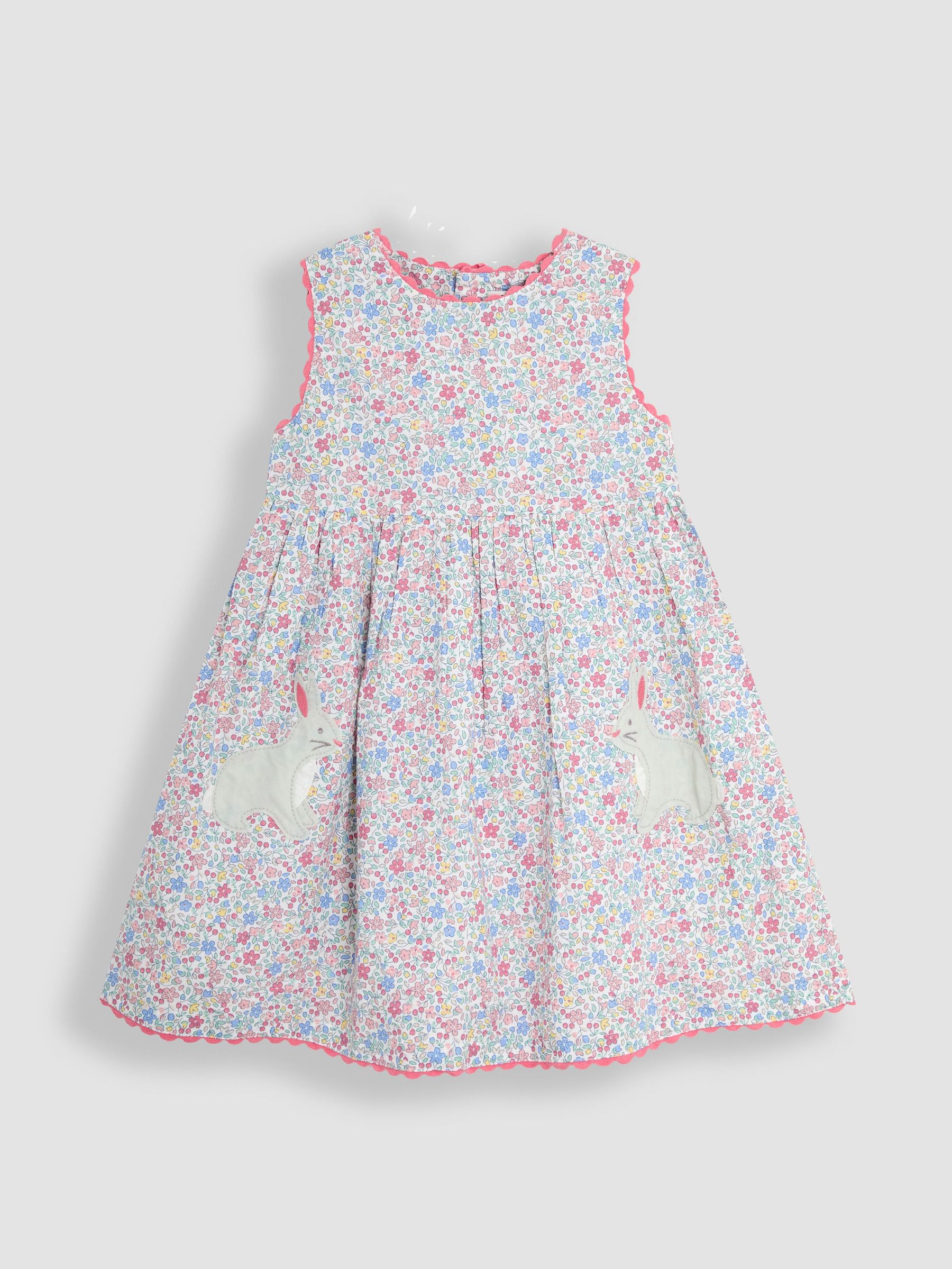 Pink Bunny Summer Sleeveless Appliqué 100% Cotton Dress (AU4642) | £25 - £28