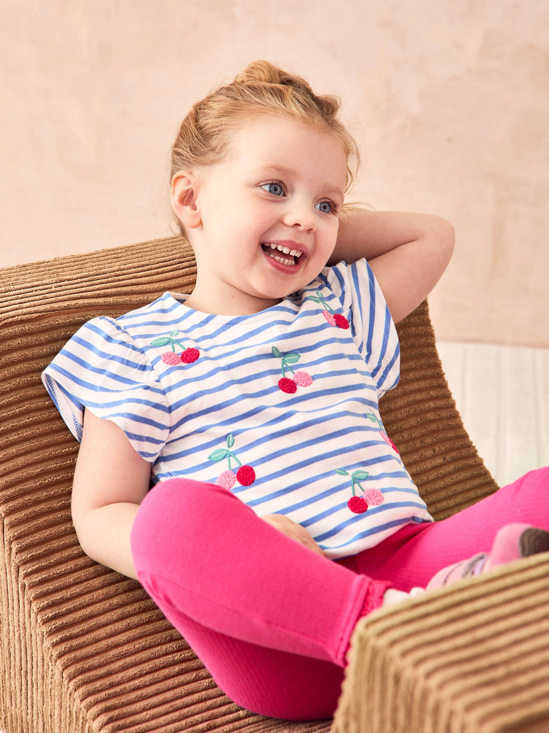 Blue Cherry Embroidered Frill Sleeve T-Shirt (AU5343) | £16 - £19