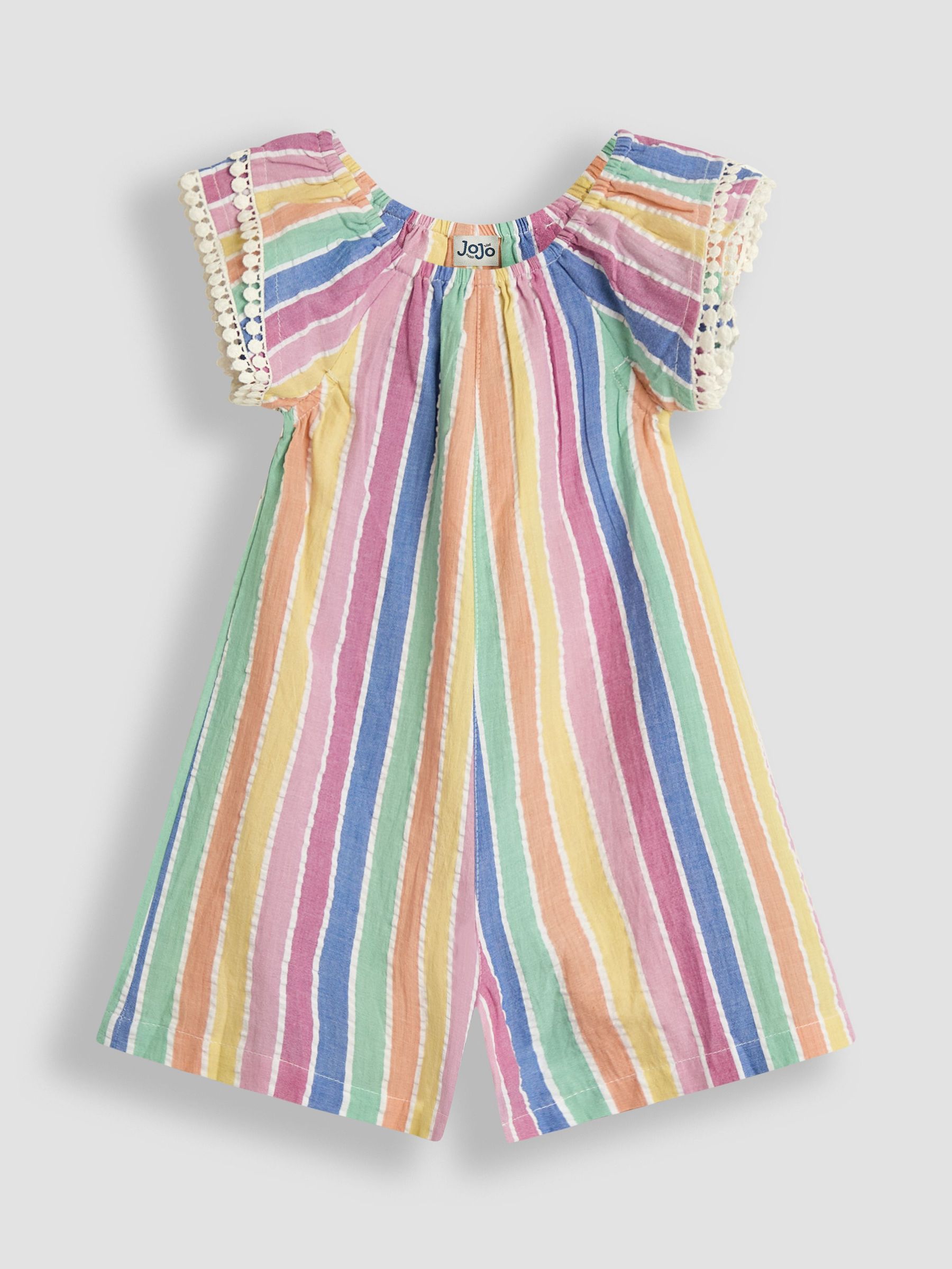 Rainbow Stripe Pretty Gathered Playsuit (AU5351) | £23 - £26