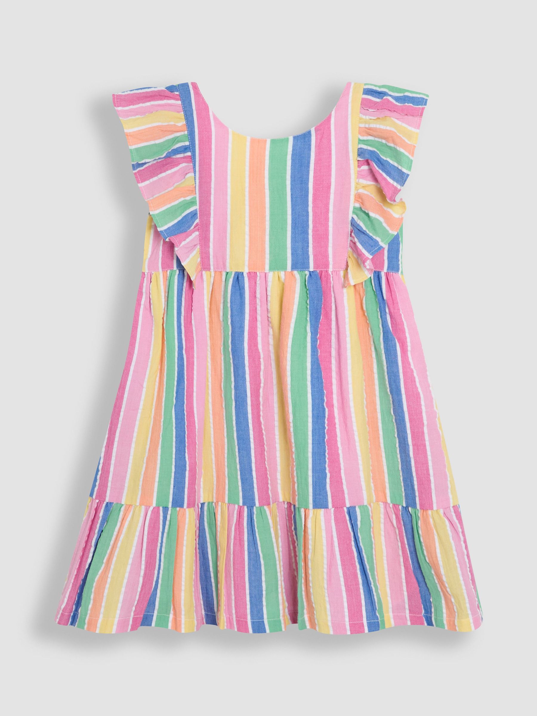 Rainbow Stripe Frill Back Summer 100% Cotton Dress (AU5353) | £24 - £27
