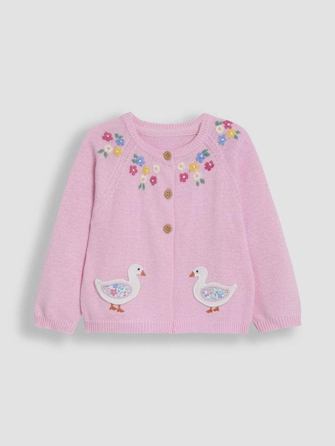Pink Duck Applique Pockets Character Cardigan (AU5369) | £26 - £29