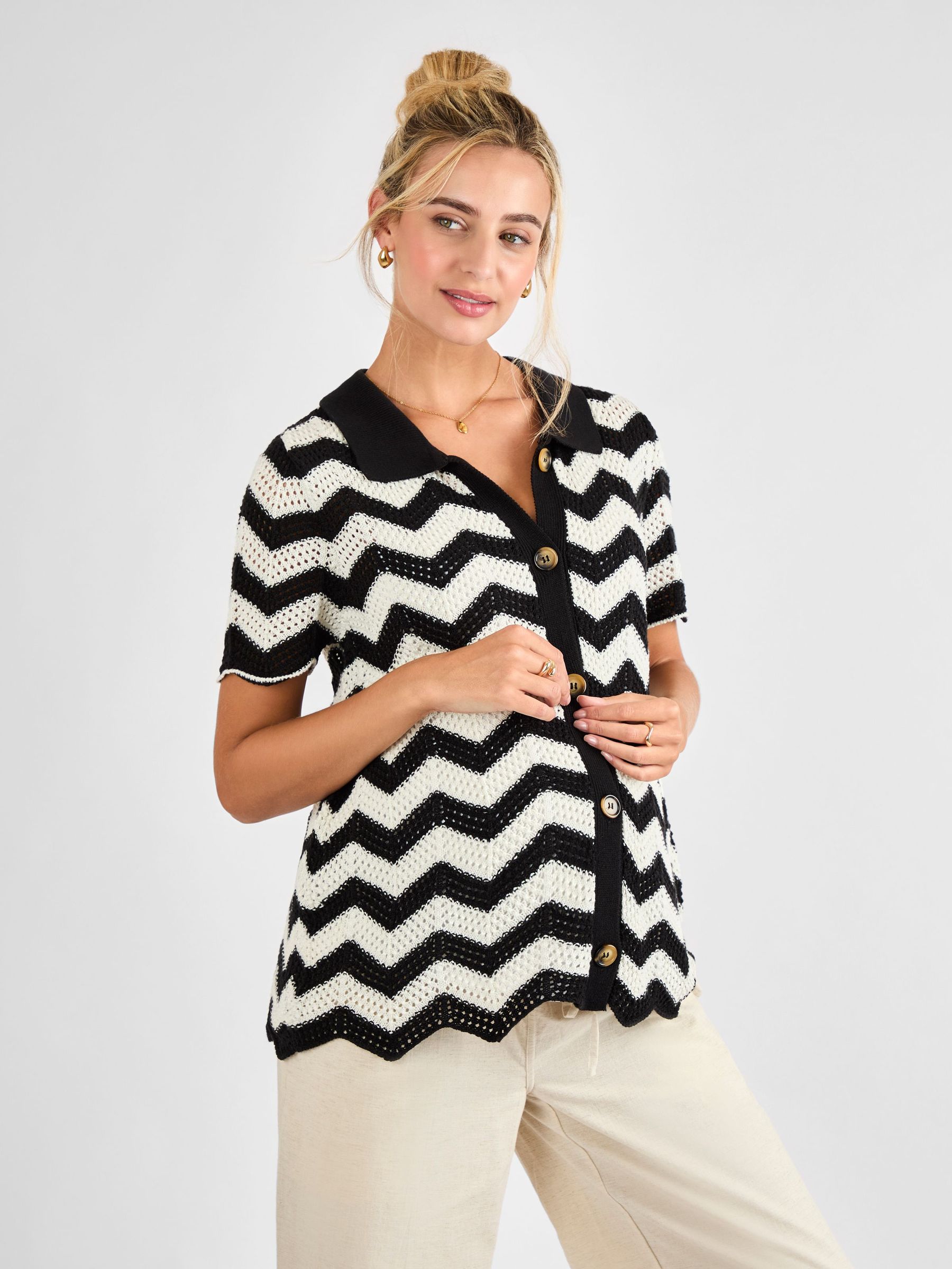 Black Patterned Maternity Knit Cardigan (AU5375) | £42