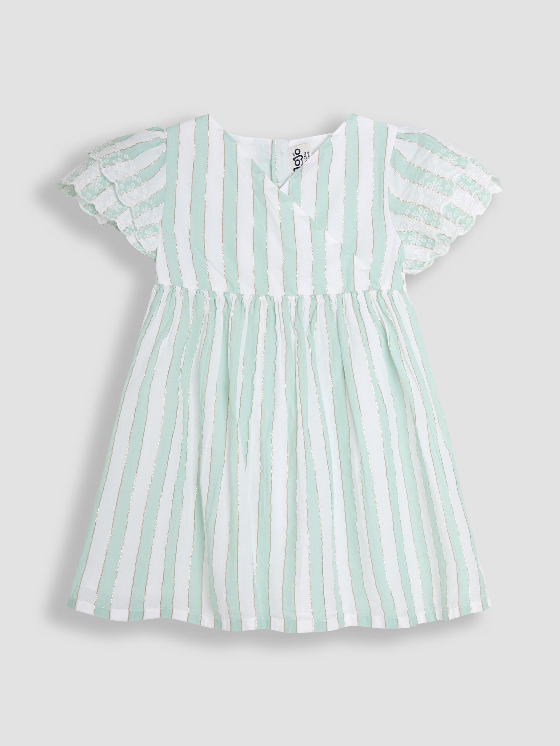 Aqua Blue Stripe Frill Sleeve Wrap Dress (AU5550) | £23 - £26