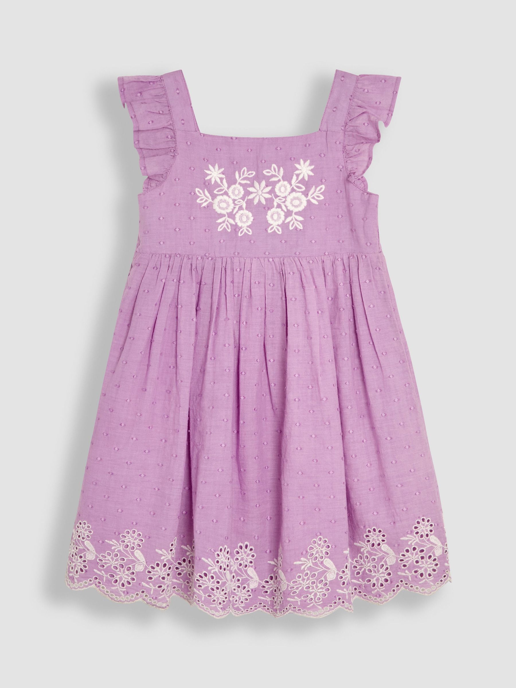Lilac Purple Broderie Frill Shoulder Dress (AU5565) | £24 - £27
