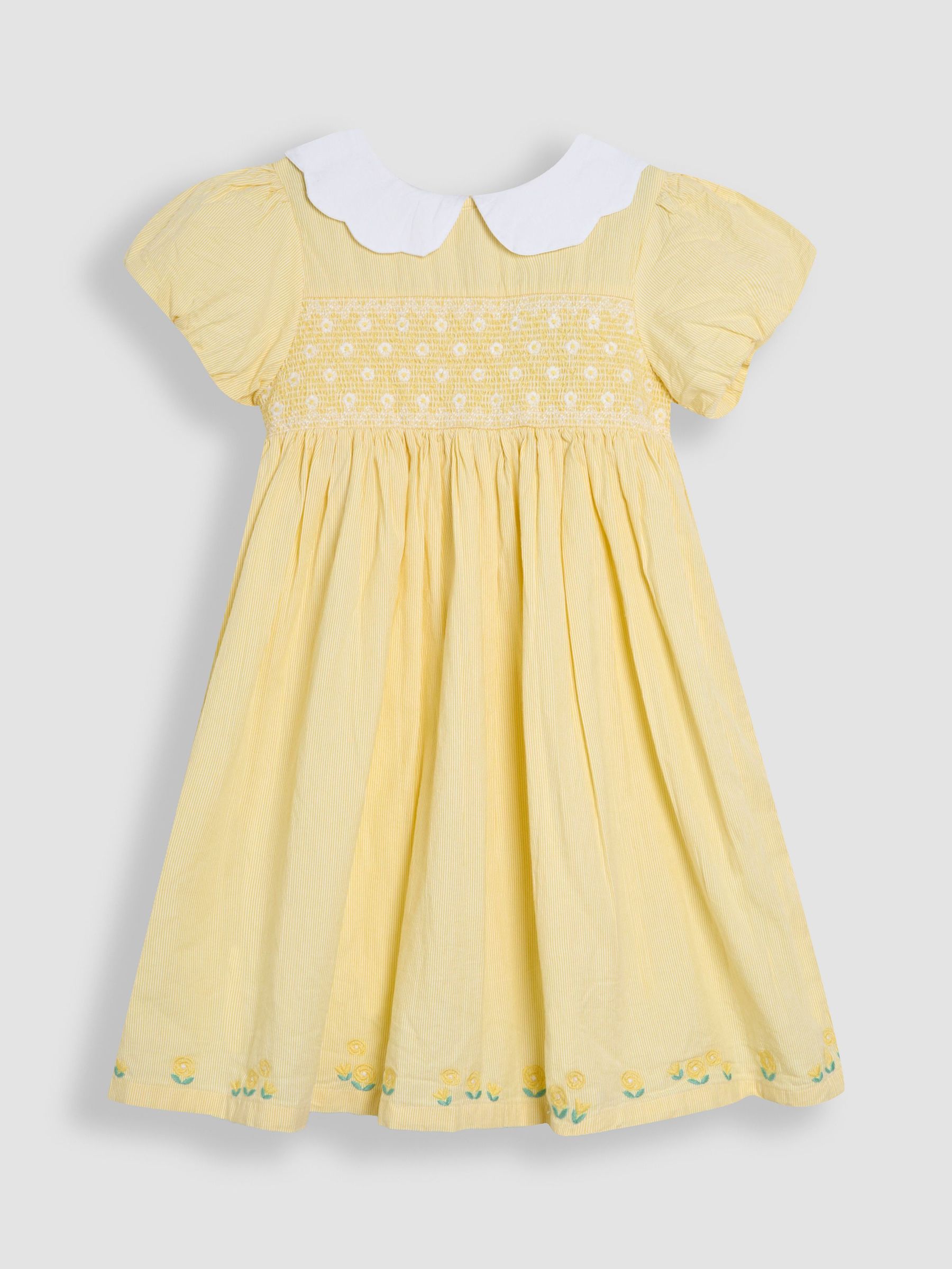 Yellow Bud Floral Embroidered Smocked Party Dress (AU5568) | £38 - £44