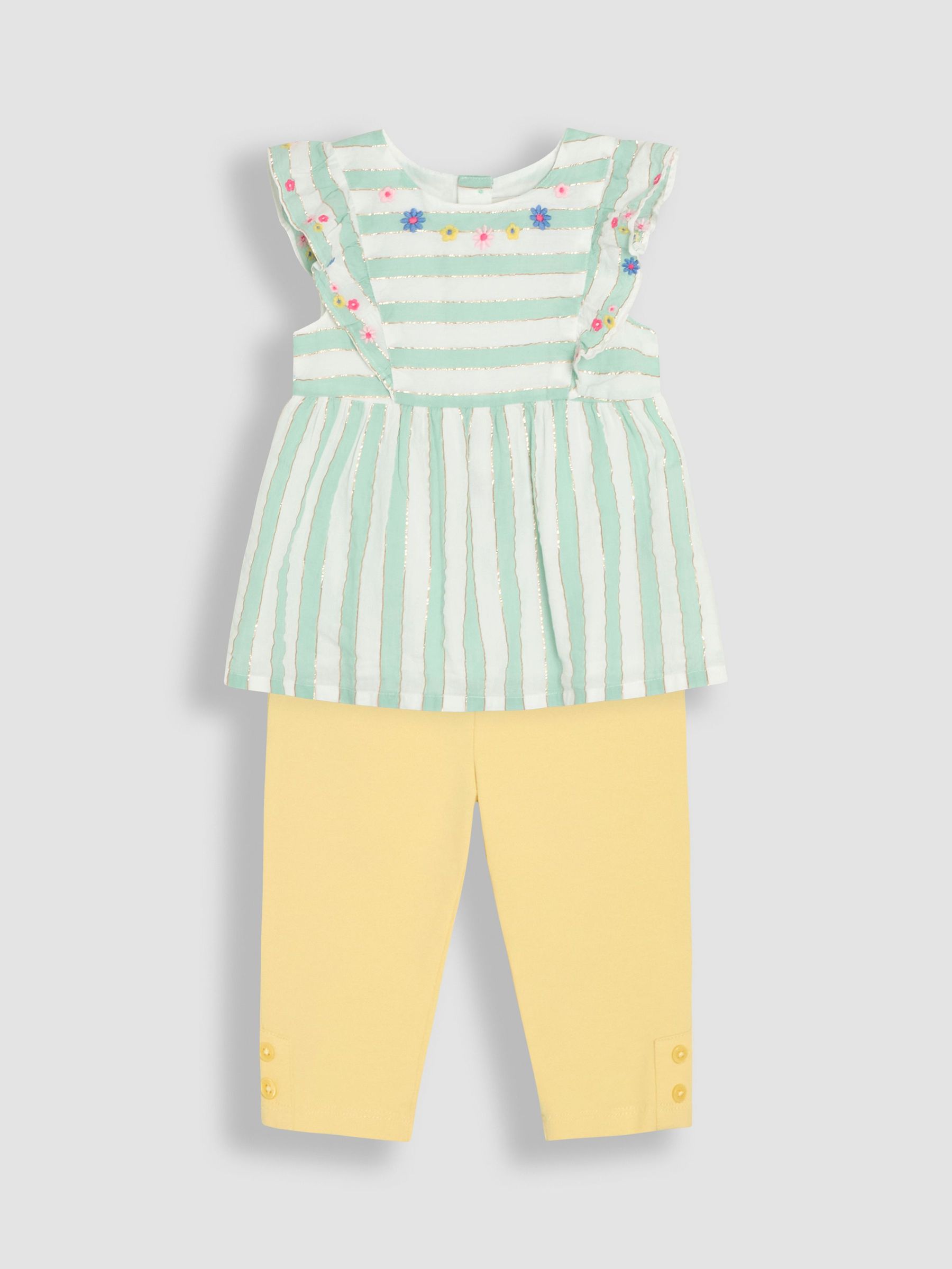 Aqua Green Floral Print Frill Sleeve Blouse & Leggings Set 2 Piece (AU5582) | £28 - £31