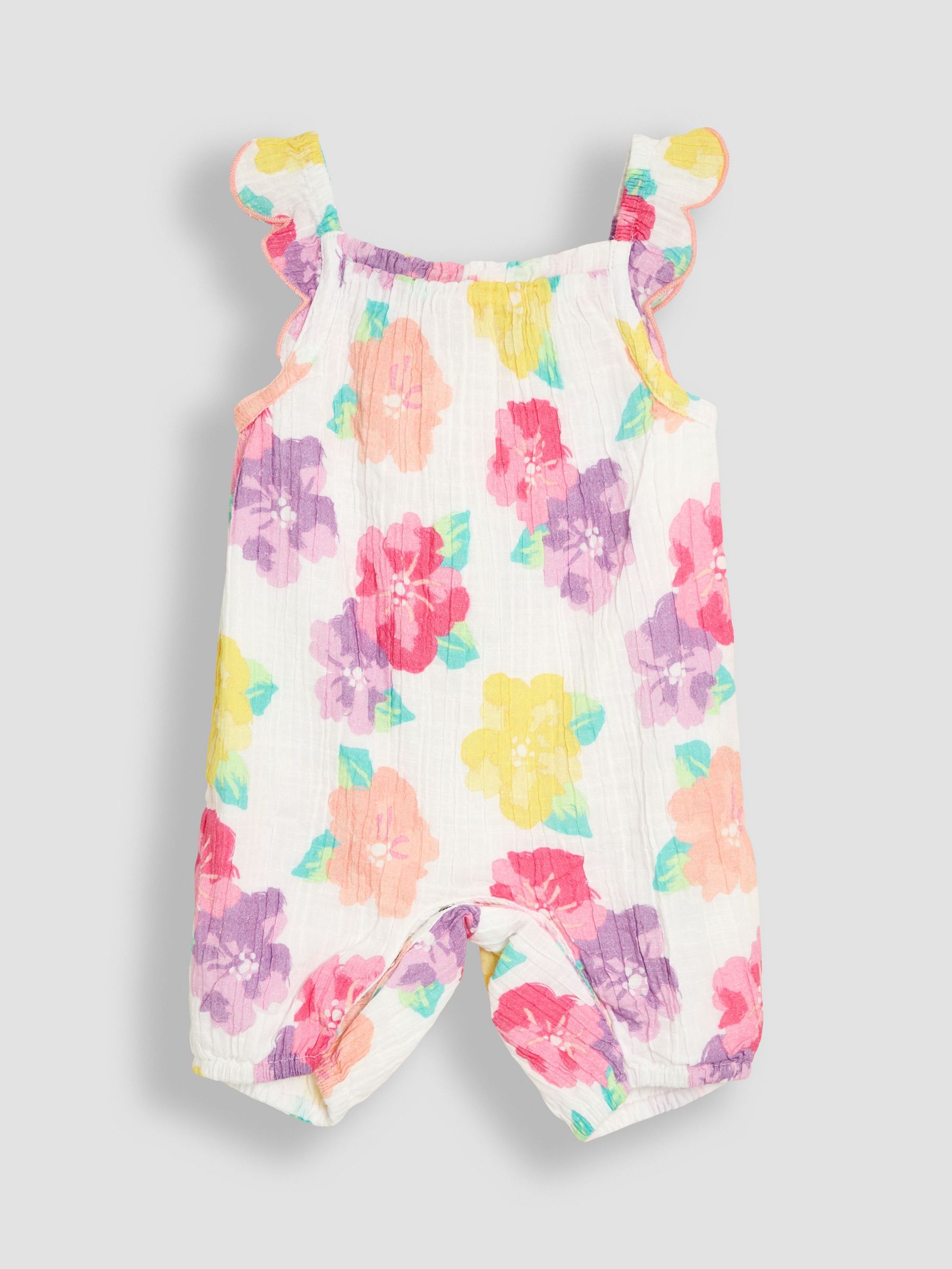 Pink Tropical Floral Ruffle Strap Pretty Sunsuit (AU5591) | £23 - £24