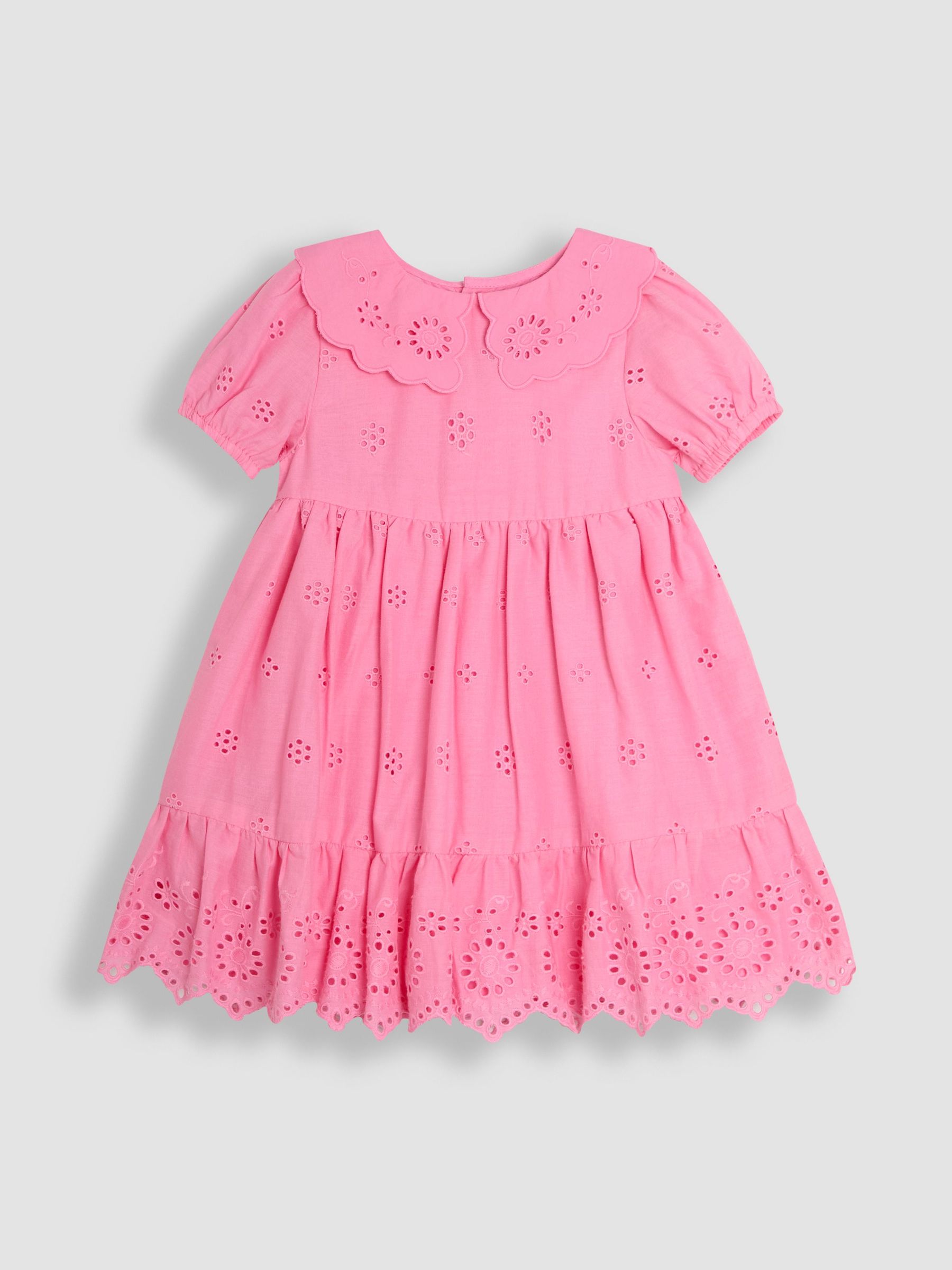Pink Broderie Puff Sleeve 100% Cotton Dress (AU5618) | £24 - £27