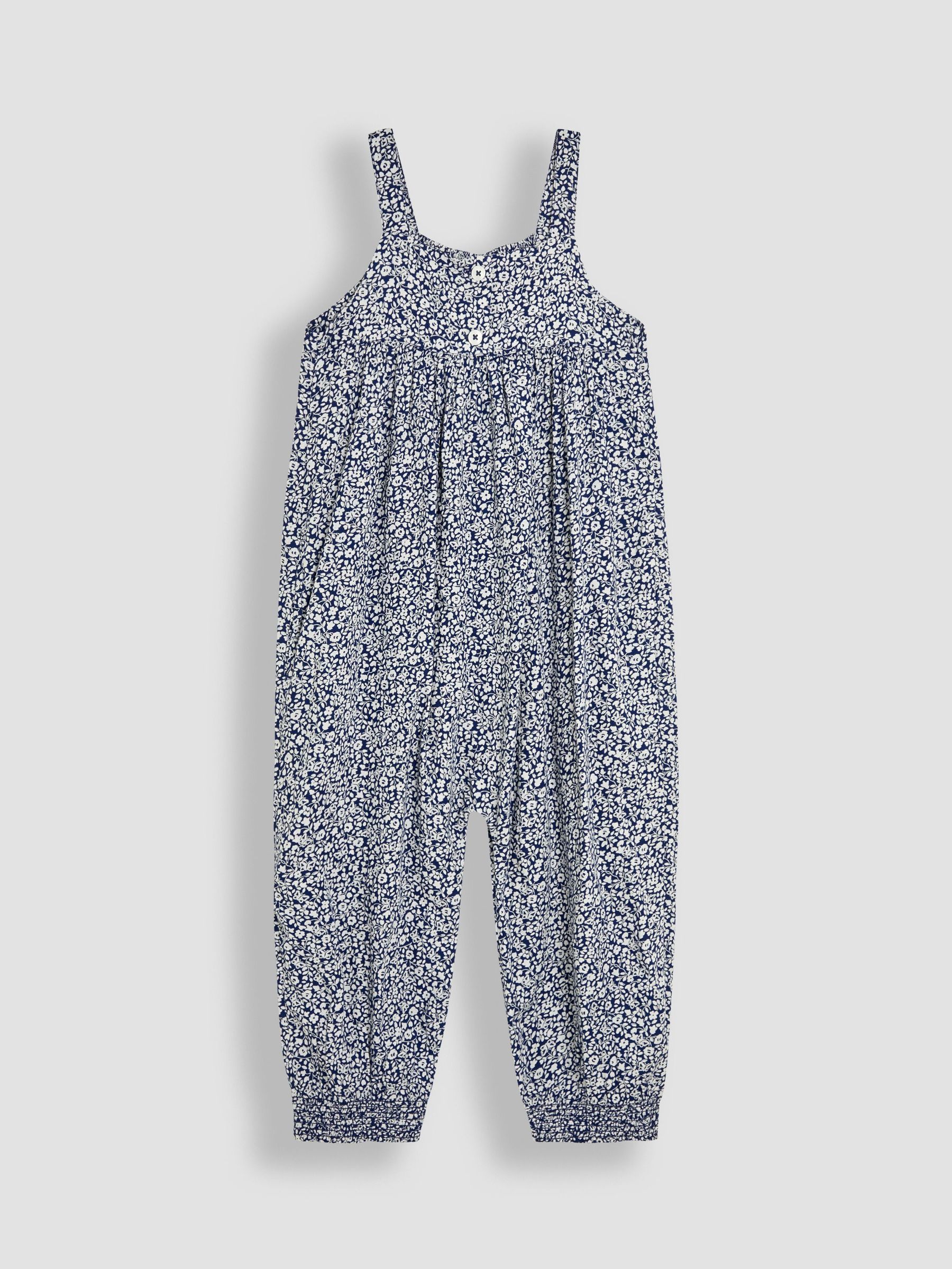 Navy Ditsy Floral Button Front Jumpsuit (AU5635) | £23 - £26