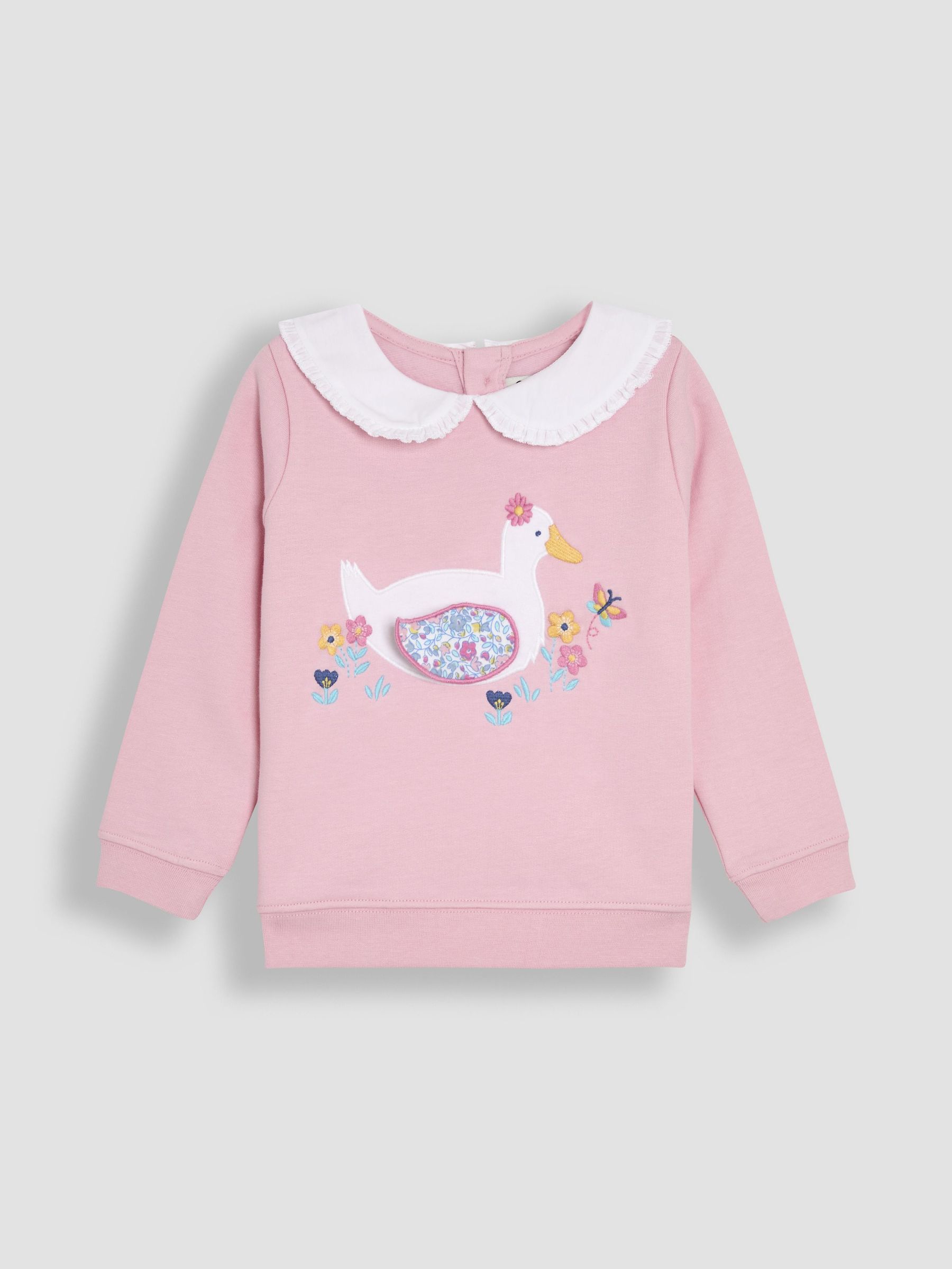 Pink Duck Frill Collar Appliqué 100% Cotton Sweatshirt (AU5714) | £24 - £27