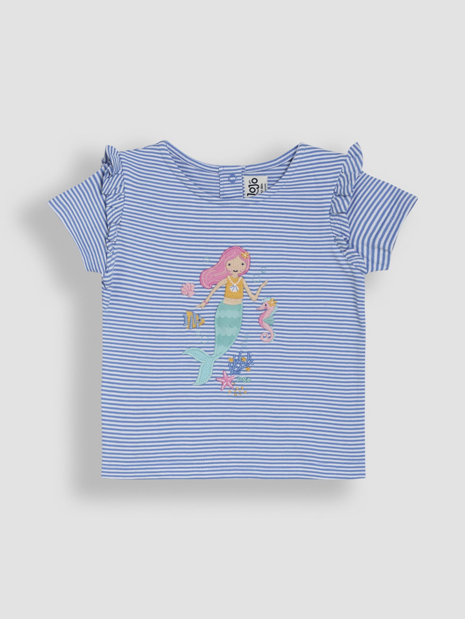 Blue Mermaid Appliqué Frill Shoulder T-Shirt (AU5722) | £16 - £19
