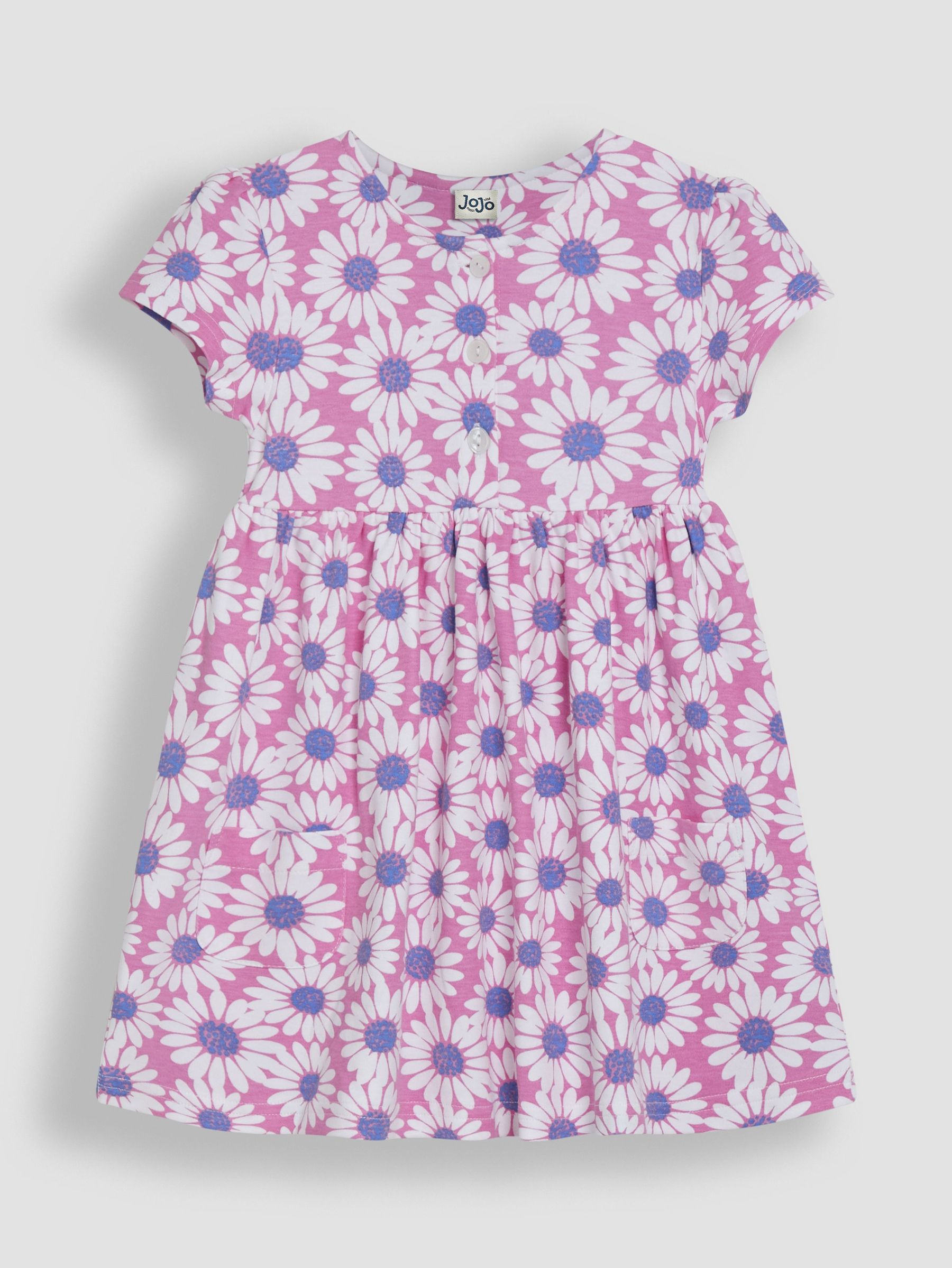 Pink Daisy Button Front Dress (AU5740) | £22 - £25