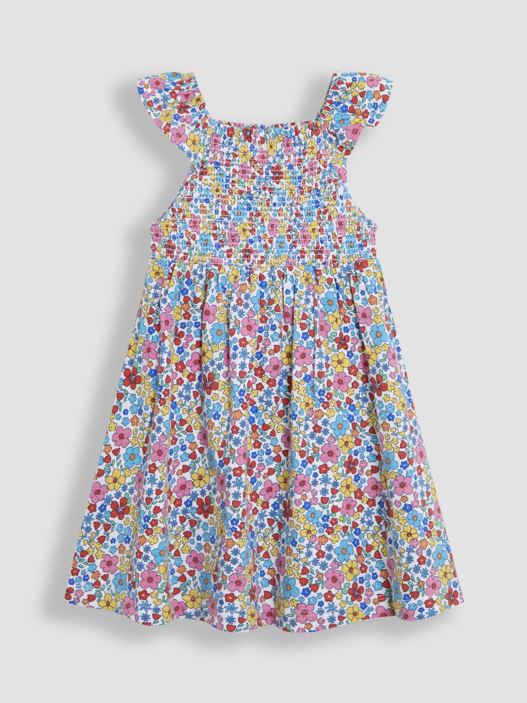 Fuchsia Pink Floral Ruffle Sleeve Smocked Dress (AU5754) | £19 - £22