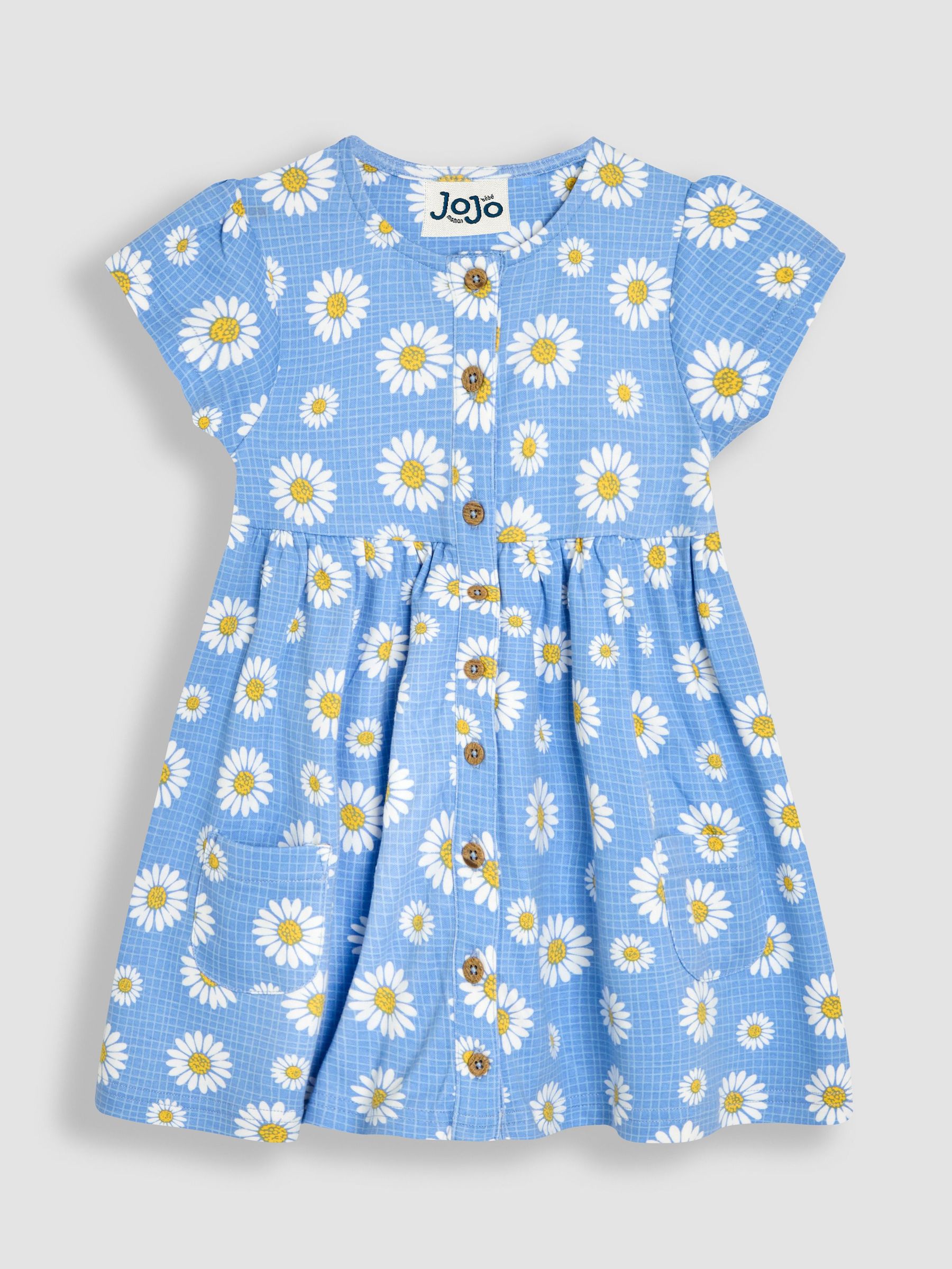 Blue Daisy Button Through Dress (AU5758) | £22 - £25