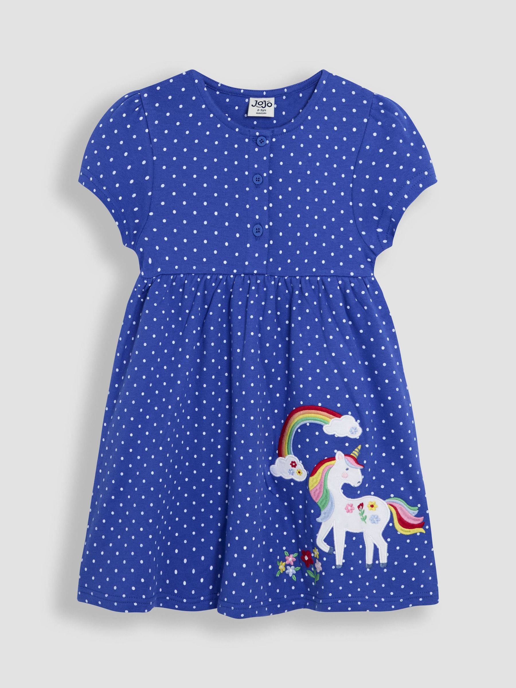 Purple Unicorn Appliqué Button Front Dress (AU5763) | £22 - £25