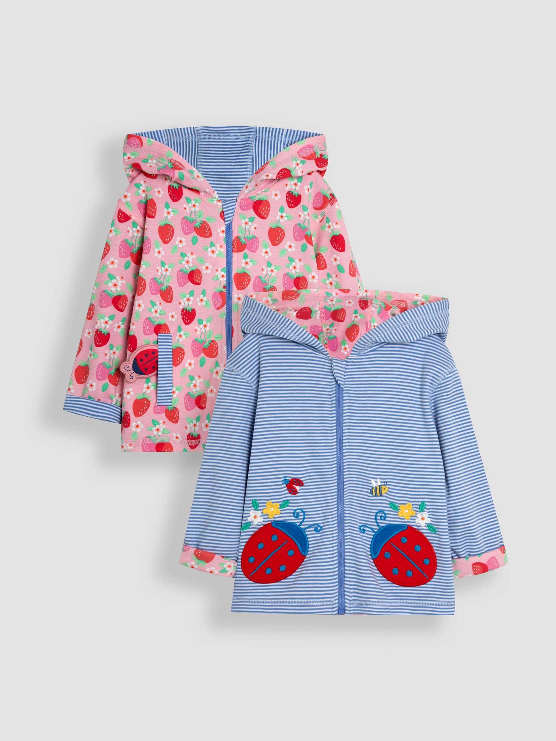 Cornflower Blue Ladybird Appliqué Reversible Hoodie (AU5764) | £27 - £30