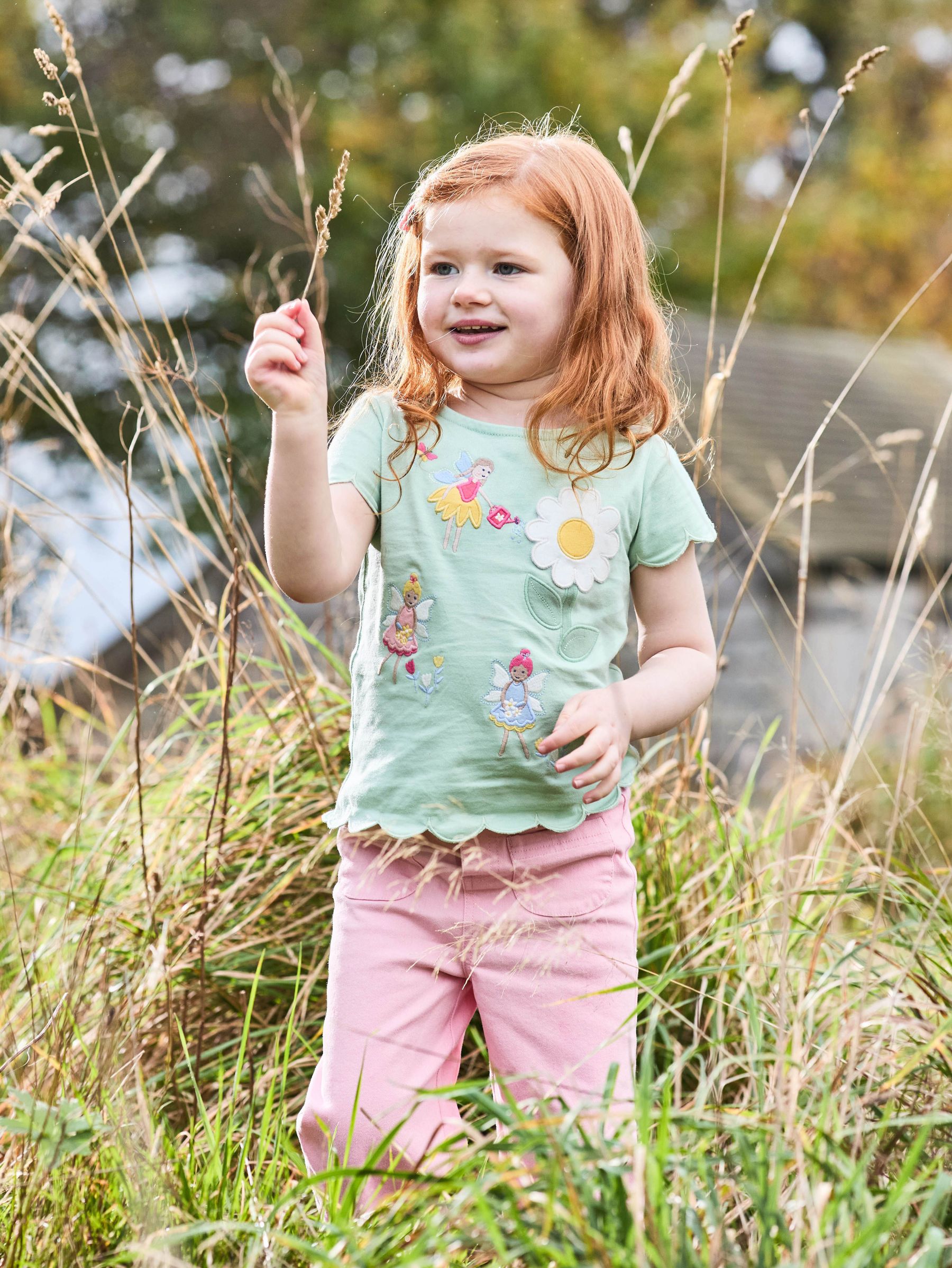 Green Fairy & Daisy 100% Cotton Scallop Hem Appliqué Pocket T-Shirt (AU5768) | £16 - £19