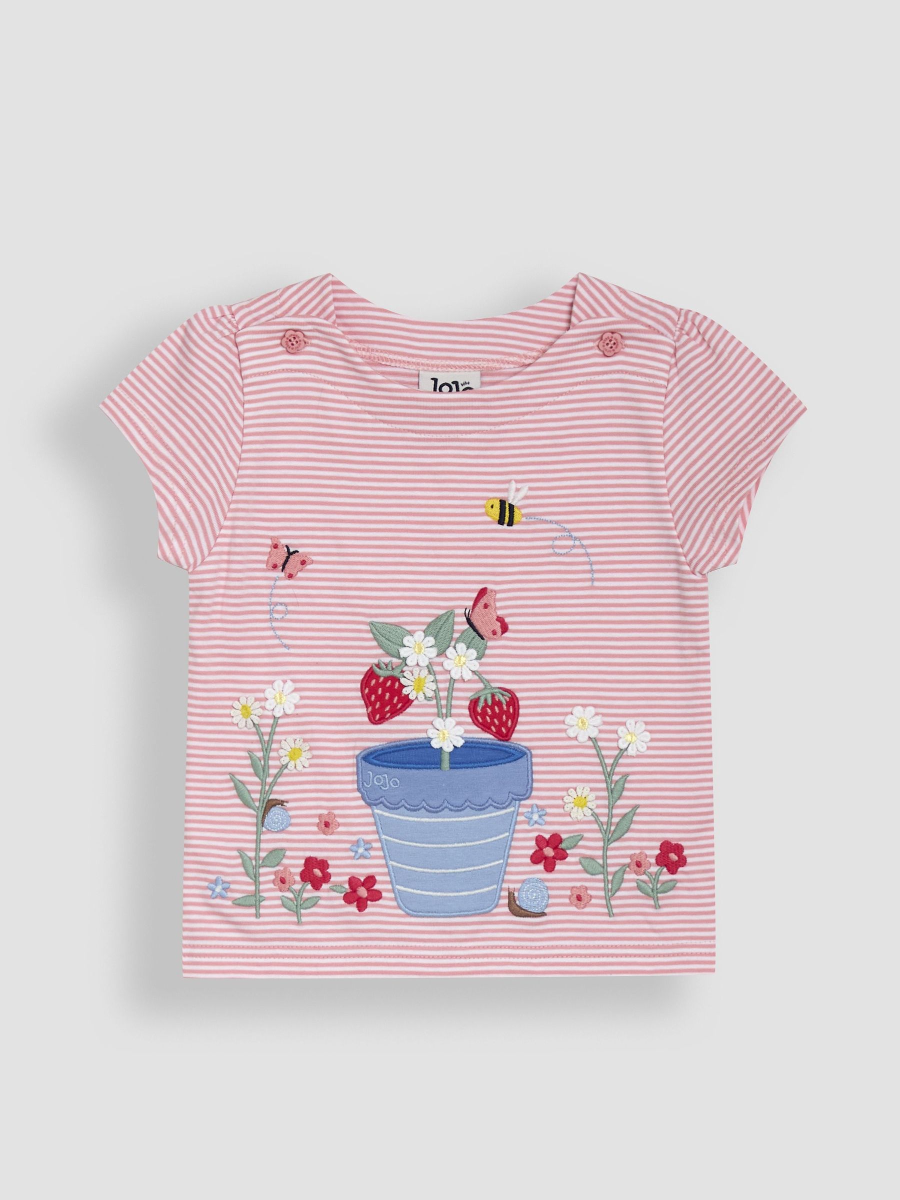 Pink Strawberry Print Appliqué 100% Cotton T-Shirt (AU5771) | £16 - £19