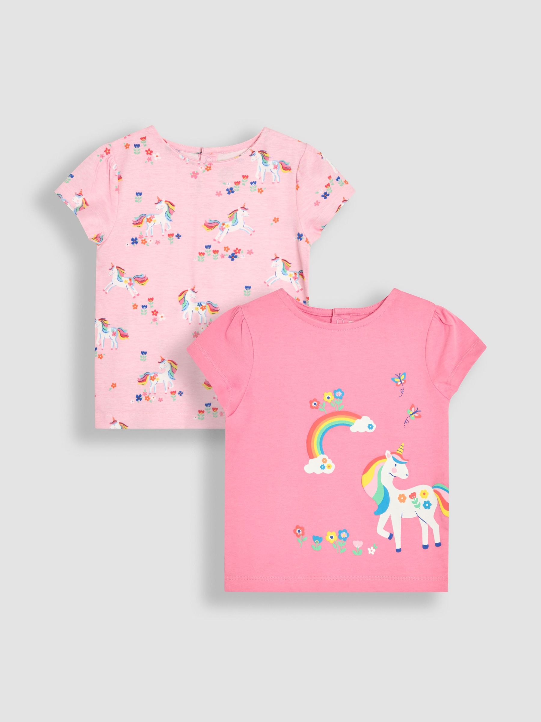 Fuchsia Pink Unicorn Applique Printed T-Shirts 2 Pack (AU5780) | £20 - £23