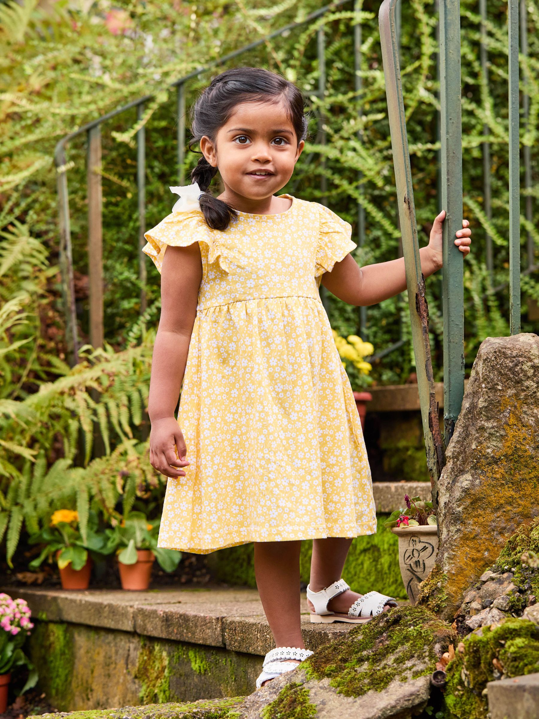 Yellow Ditsy Floral Print 100% Cotton Dress (AU5786) | £17 - £20